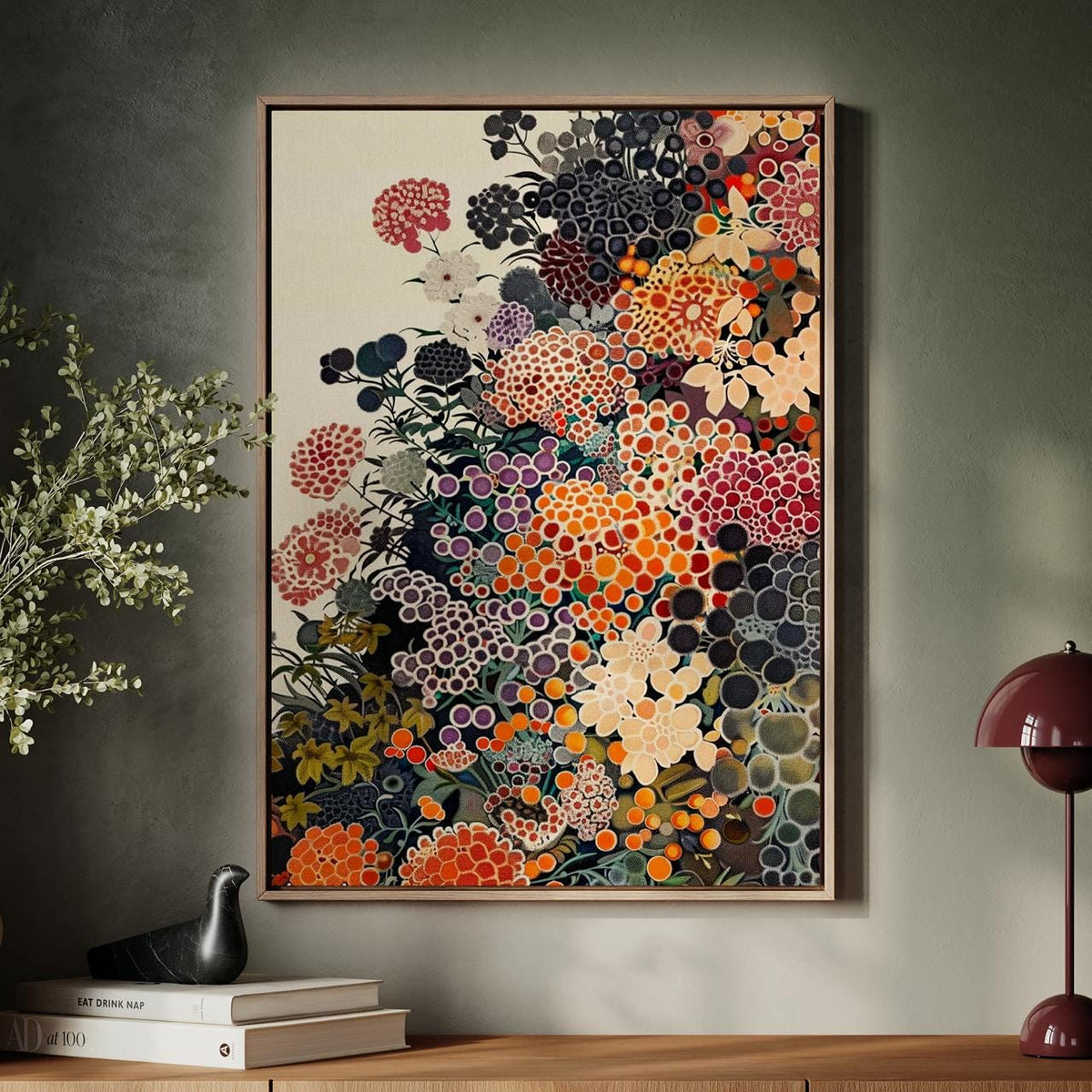 Yayoi Kusama Inspired Wildflower Poster, Abstract Botanical Floral Print, Unframed Japandi Wall Decor For Modern Living 