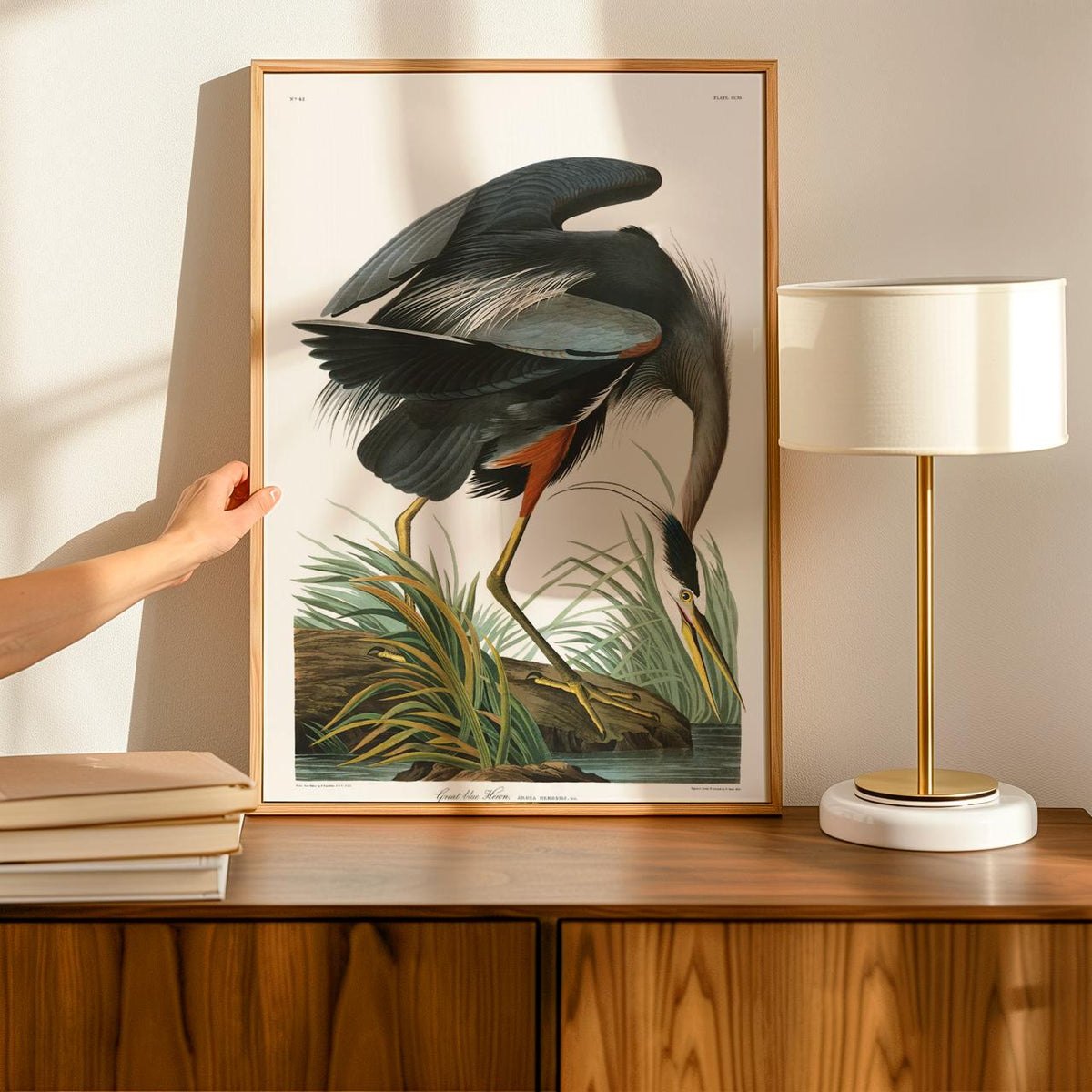 John James Audubon, Great Blue Heron (1821) - Birds of America Print, Realistic Bird Illustration, Nature Wall Art, Larg