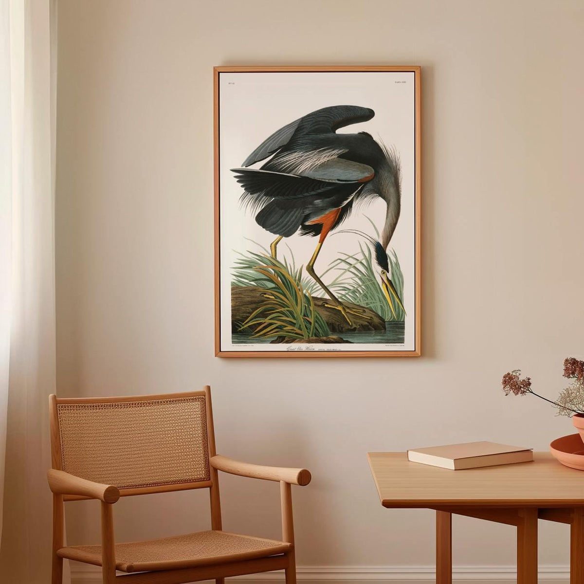 John James Audubon, Great Blue Heron (1821) - Birds of America Print, Realistic Bird Illustration, Nature Wall Art, Larg