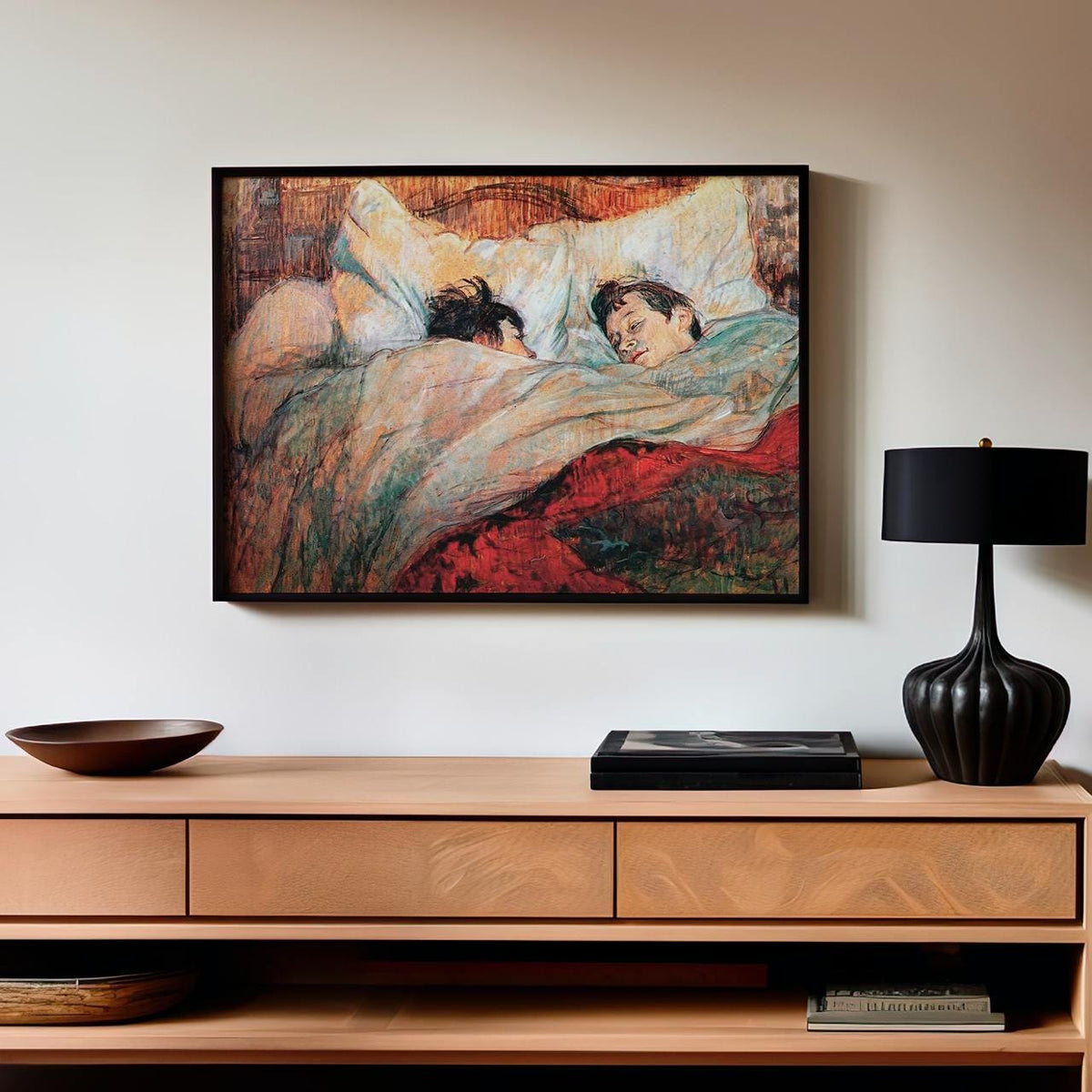 Henri de Toulouse Lautrec, In Bed The Kiss - Post Impression Print, French Modern Art, Bohemian Bedroom Decor, Canvas Wa