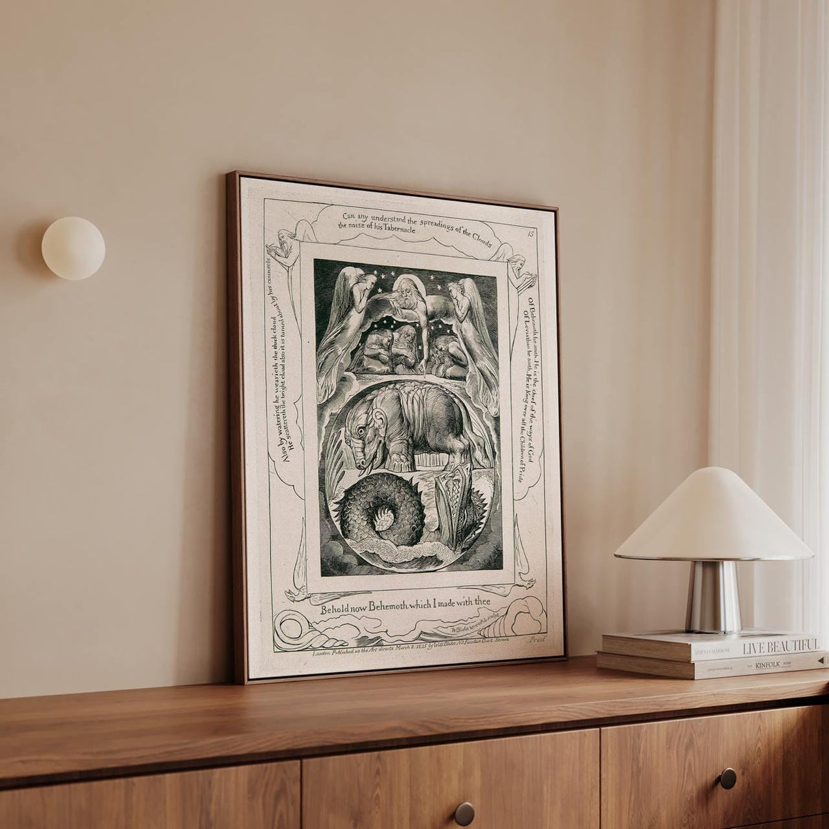 William Blake, Behemoth and Leviathan - Mythological Print, Biblical Wall Art, Romantic Era Decor, Living Room Art, Canv