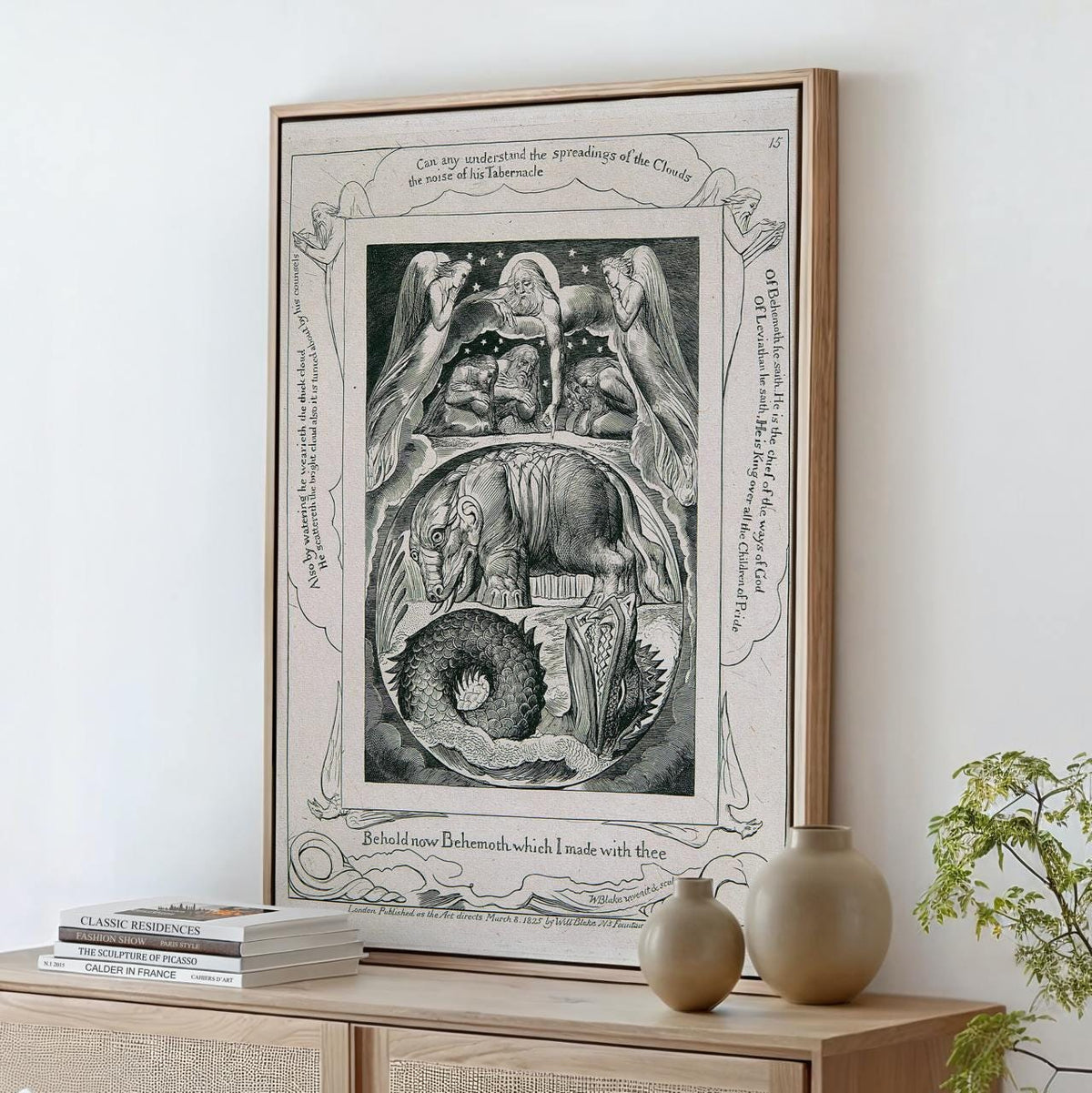 William Blake, Behemoth and Leviathan - Mythological Print, Biblical Wall Art, Romantic Era Decor, Living Room Art, Canv