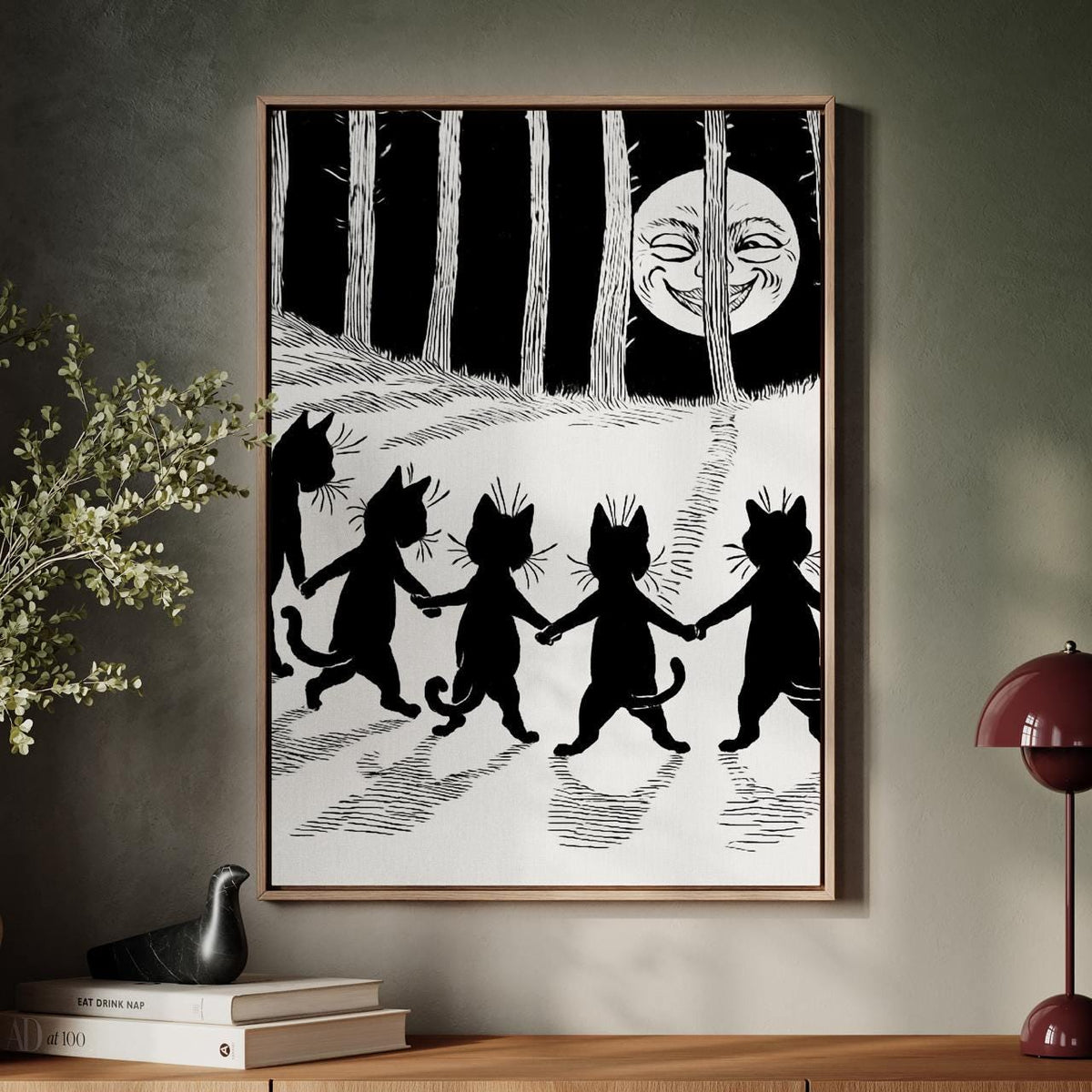Louis Wain, The Wink Cat - Whimsical Animal Print, Folk Art Decor, Vintage Wall Art, Living Room Decor, Canvas Wall Art