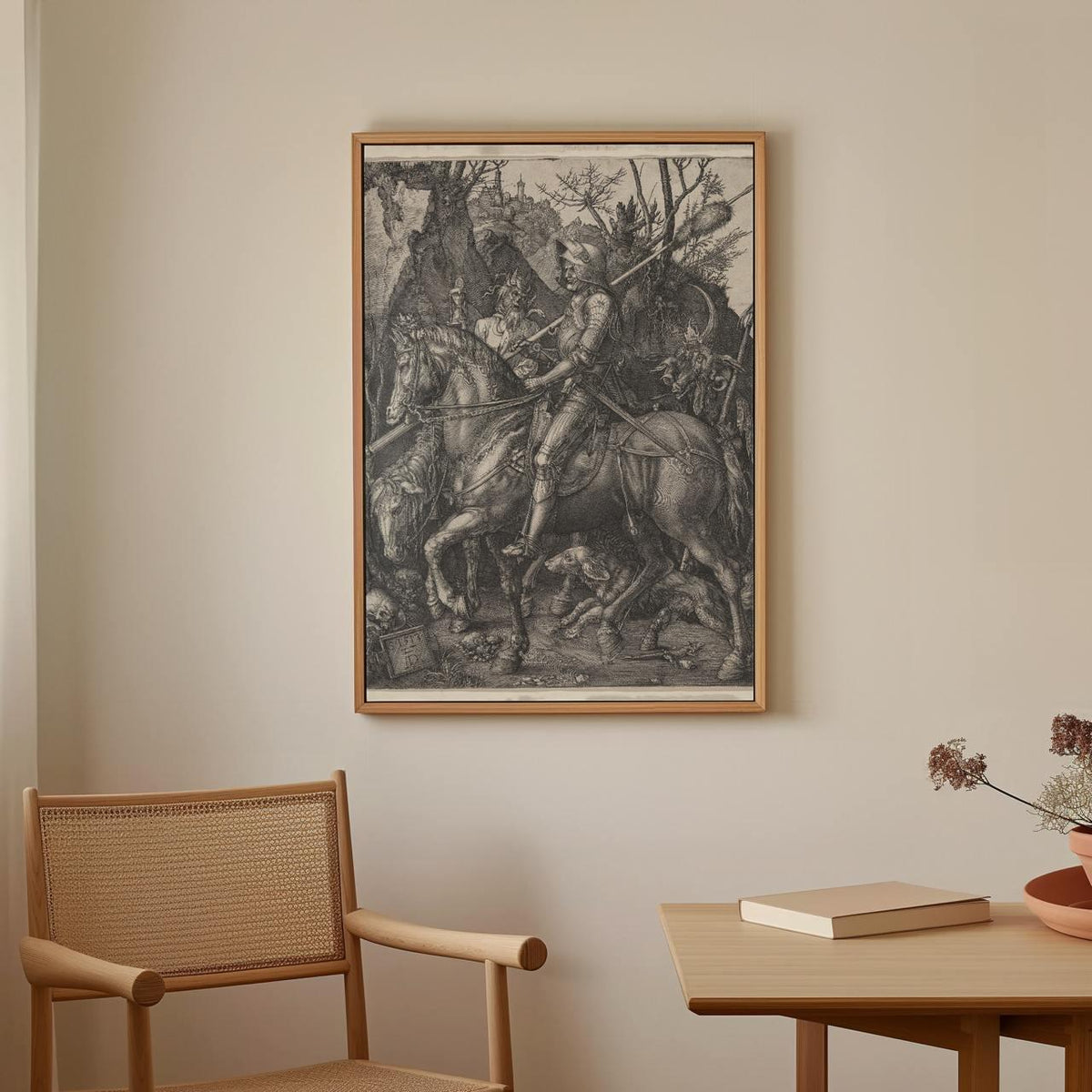 Albrecht Dürer, Knight, Death and the Devil - Renaissance Engraving, Dramatic Knight Print, Vintage Decor, Canvas Wall A
