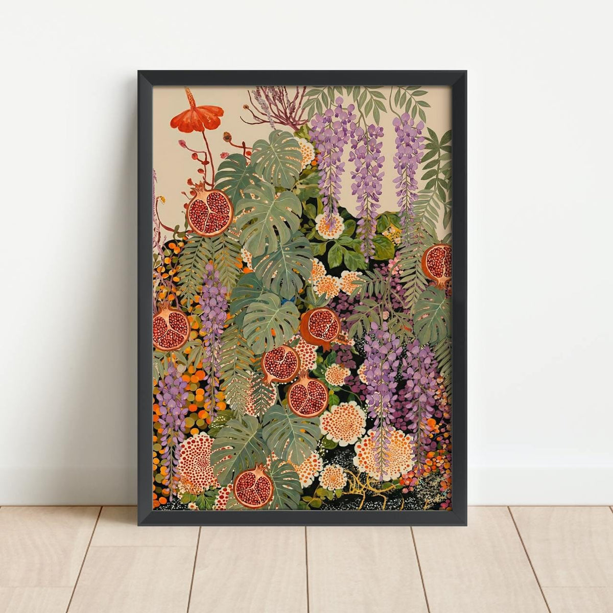 Wildflower Wall Art Yayoi Kusama Inspired Poster, Botanical Floral Wall Art, Unframed Nature Print, Japandi Decor For Li