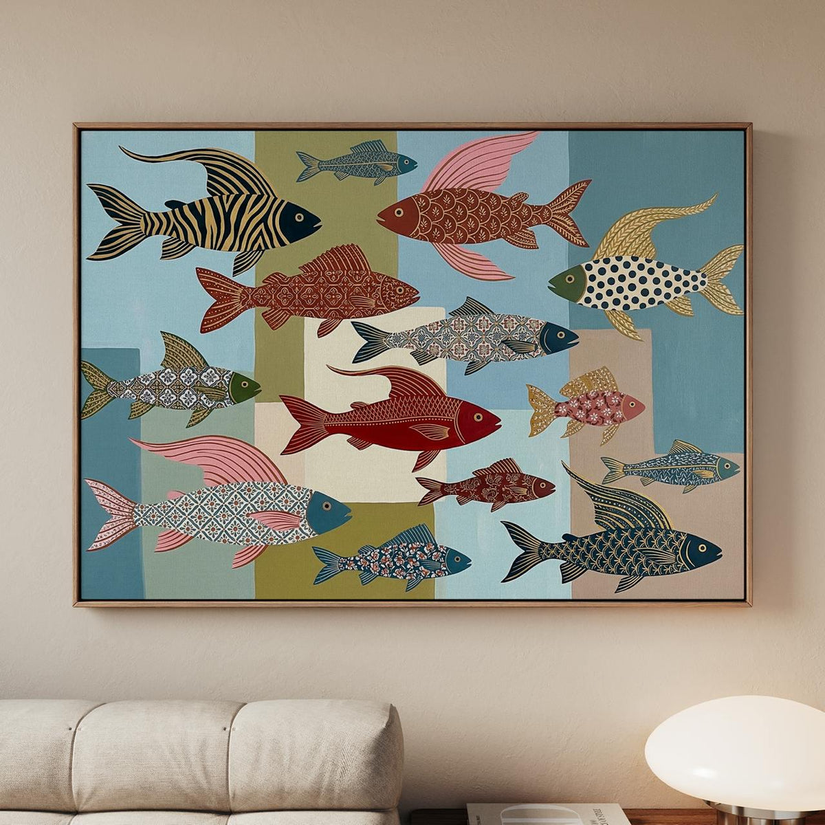 Whimsical Fish Art Print, Colorful Folk Illustration, Modern Playful Decor, Nature Inspired Wall Art For Gallery Wall