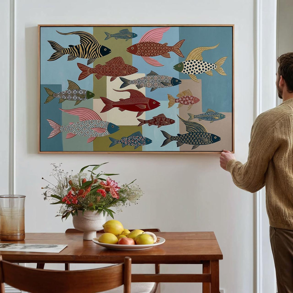 Whimsical Fish Art Print, Colorful Folk Illustration, Modern Playful Decor, Nature Inspired Wall Art For Gallery Wall