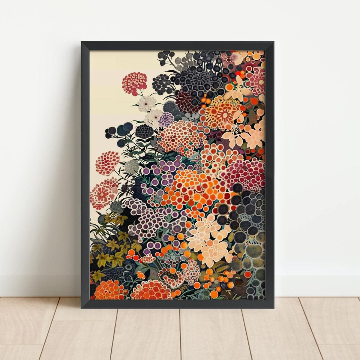 Yayoi Kusama Inspired Wildflower Poster, Abstract Botanical Floral Print, Unframed Japandi Wall Decor For Modern Living 