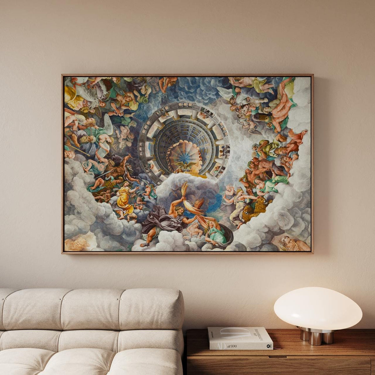 Giulio Romano, View of Olympus Home of the Gods (1532-34) - Mannerist Gods Fresco Print, Mythological Sky Scene, Canvas 