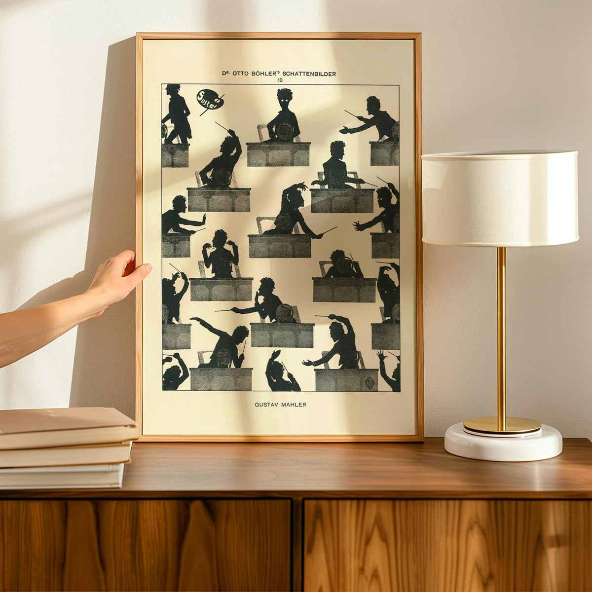 Otto Böhler, Gustav Mahler Silhouette (1914) - Composer Portrait Print, Conducting Vignette, Decorative Wall Art