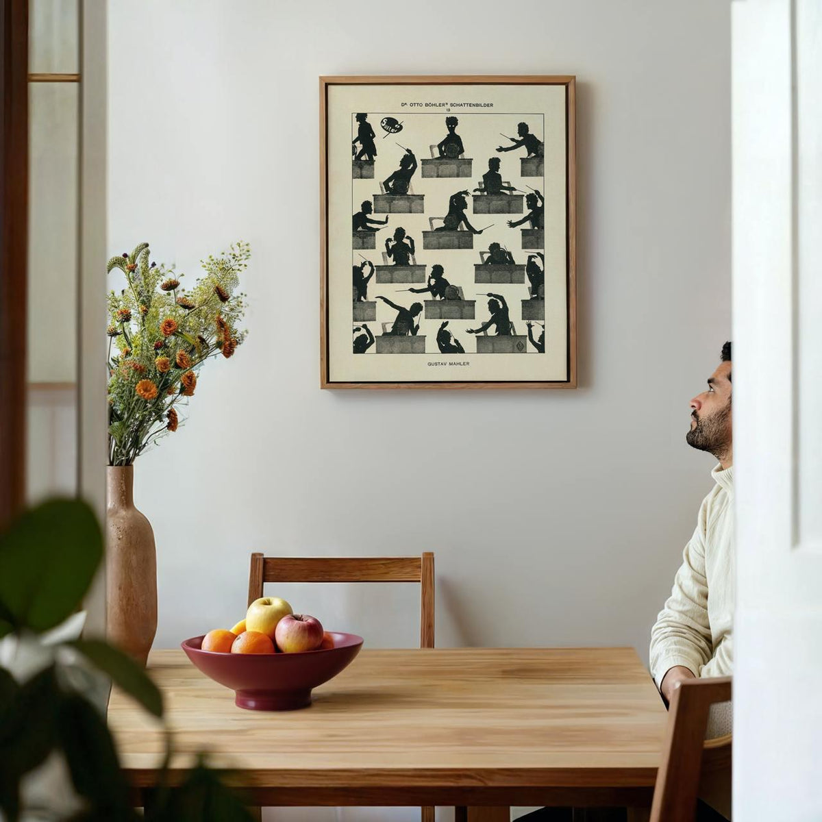 Otto Böhler, Gustav Mahler Silhouette (1914) - Composer Portrait Print, Conducting Vignette, Decorative Wall Art