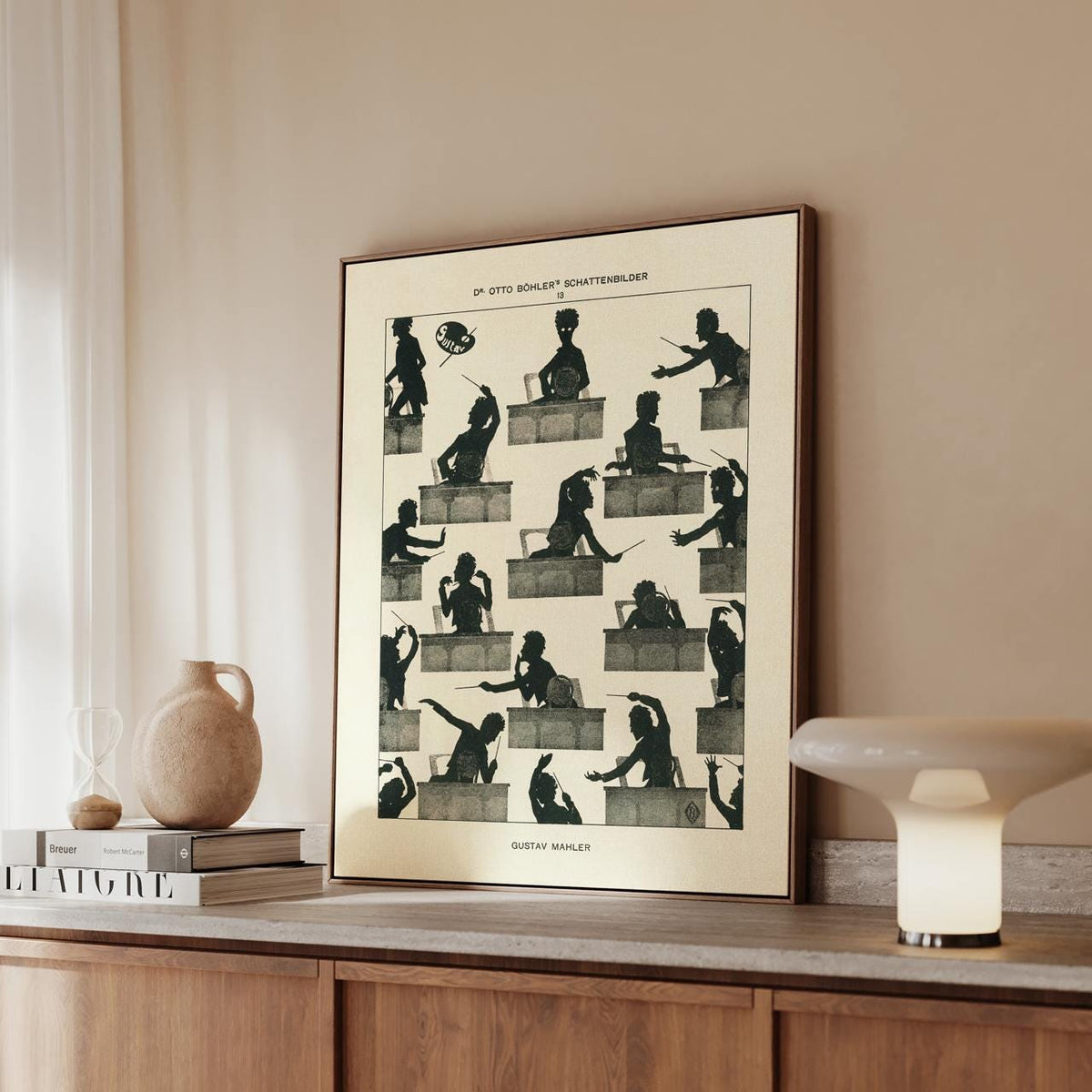 Otto Böhler, Gustav Mahler Silhouette (1914) - Composer Portrait Print, Conducting Vignette, Decorative Wall Art