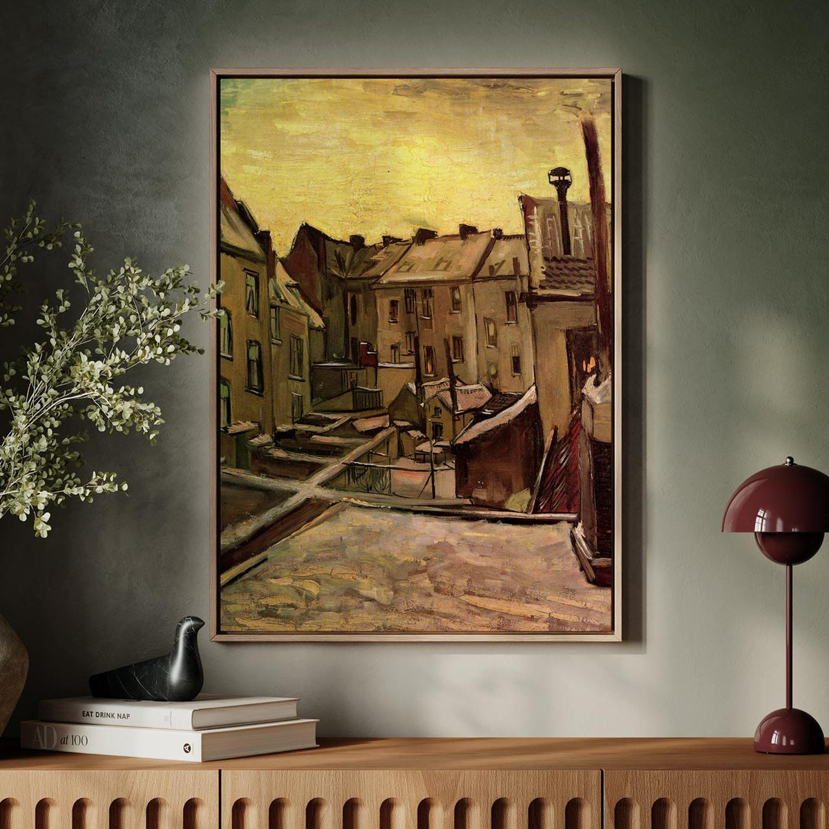 Vincent van Gogh, Backyards of Old Houses in Antwerp in the Snow (1885) - Winter Cityscape Print, Atmospheric Wall Art