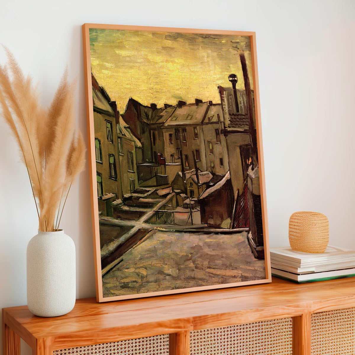 Vincent van Gogh, Backyards of Old Houses in Antwerp in the Snow (1885) - Winter Cityscape Print, Atmospheric Wall Art