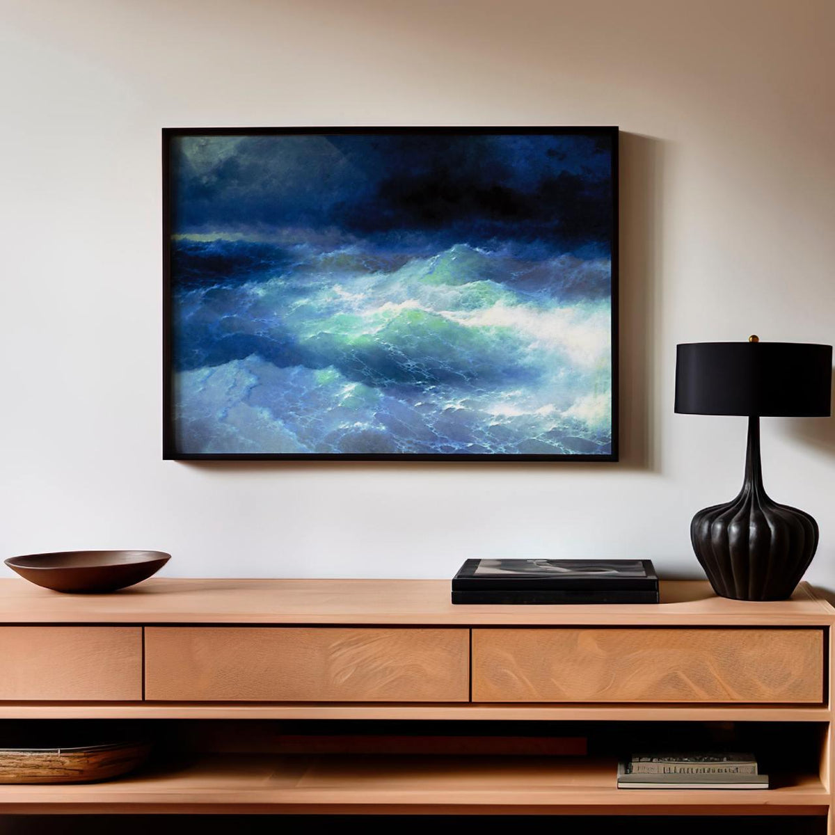 Ivan Aivazovsky, Among the Waves (1898) - Romantic Seascape Print, Stormy Sea Battle, Canvas Wall Art Decor