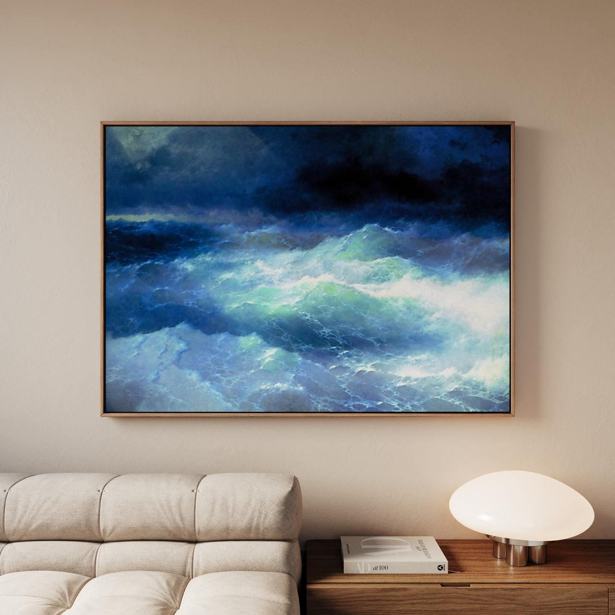 Ivan Aivazovsky, Among the Waves (1898) - Romantic Seascape Print, Stormy Sea Battle, Canvas Wall Art Decor