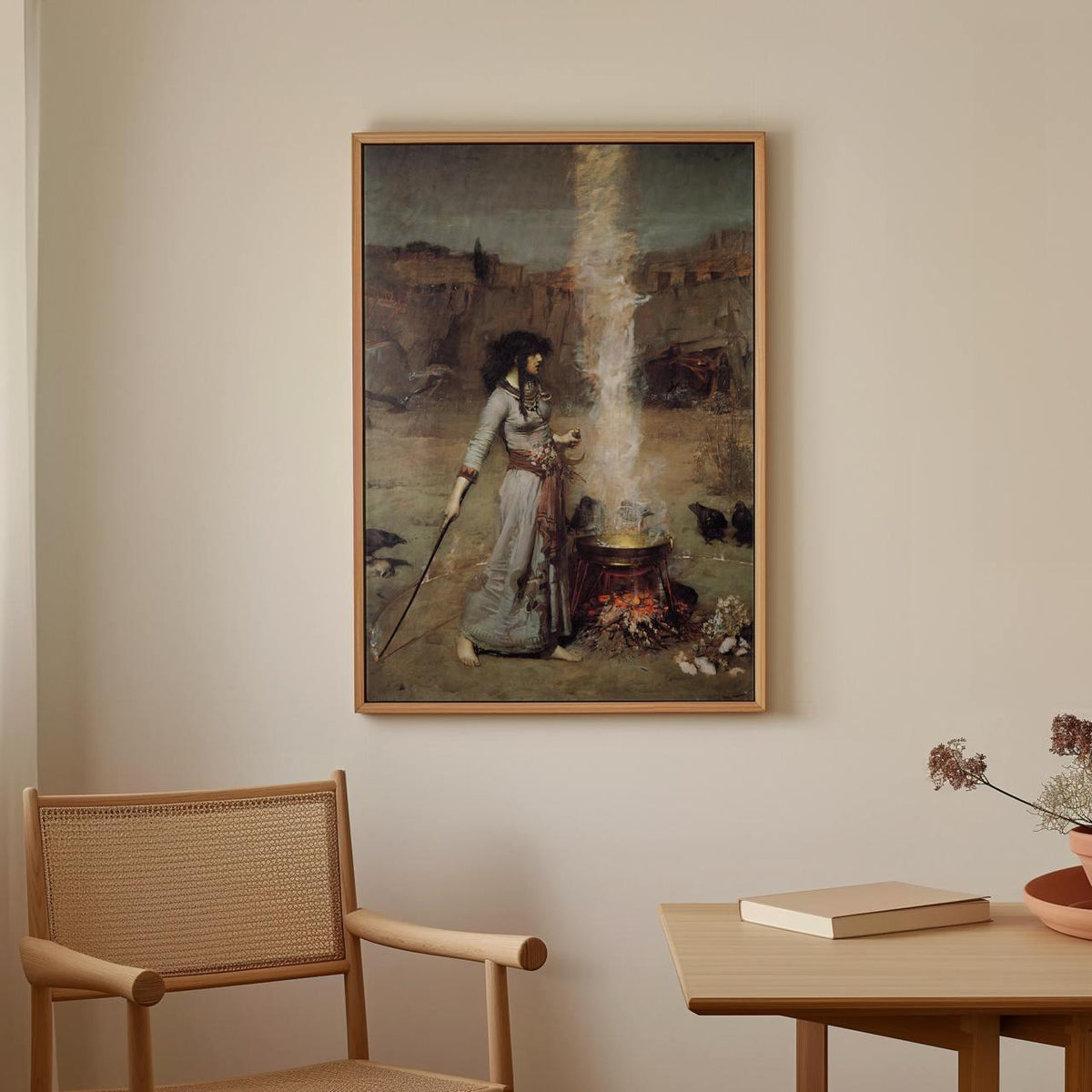 The Magic Circle Tate Britain Version - John William Waterhouse Sorceress Canvas Print, Cauldron Ritual Art, Witchy Bedr