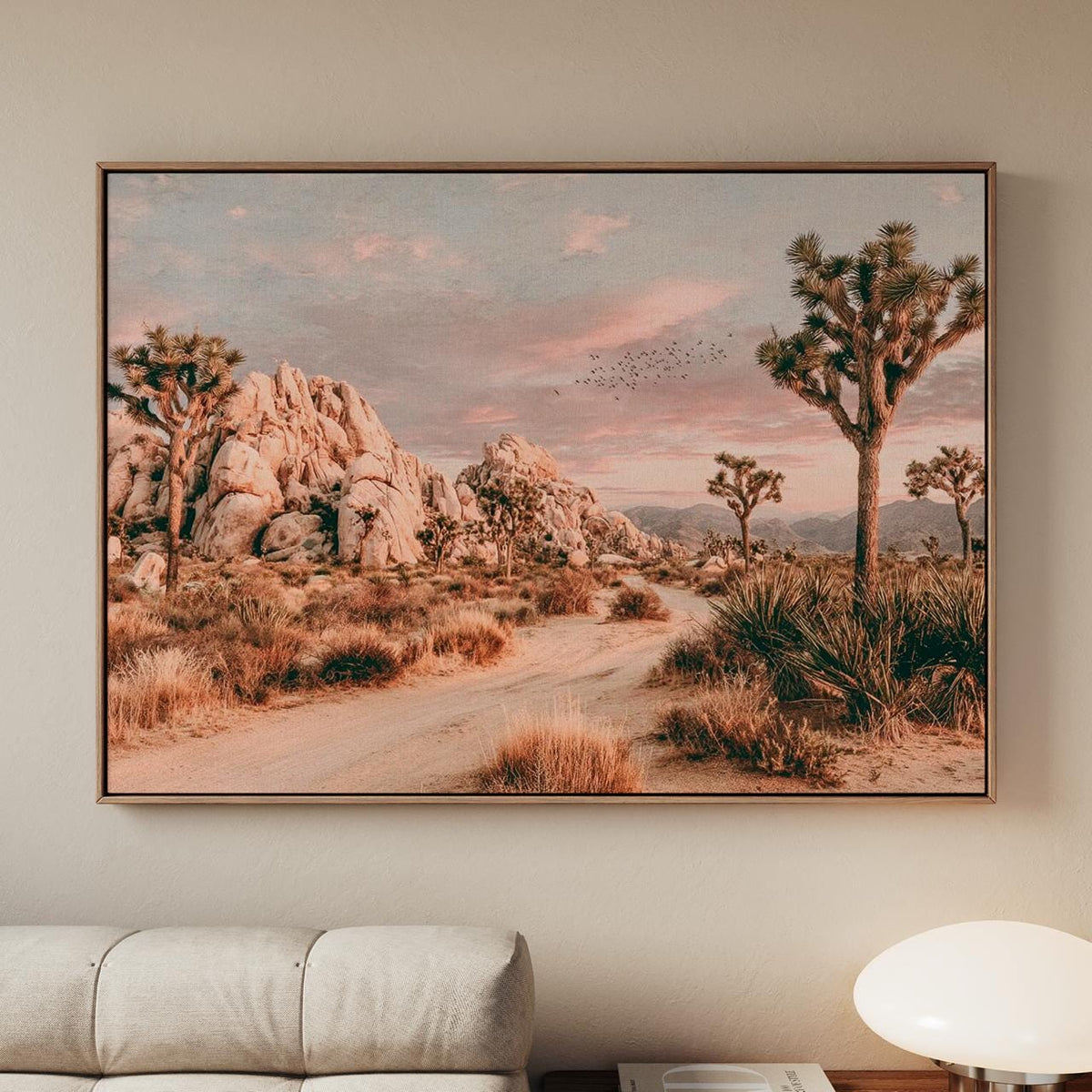 Joshua Tree Desert Landscape Framed Canvas Wall Art, California Photography Print, Tranquil Desert Decor, ART196