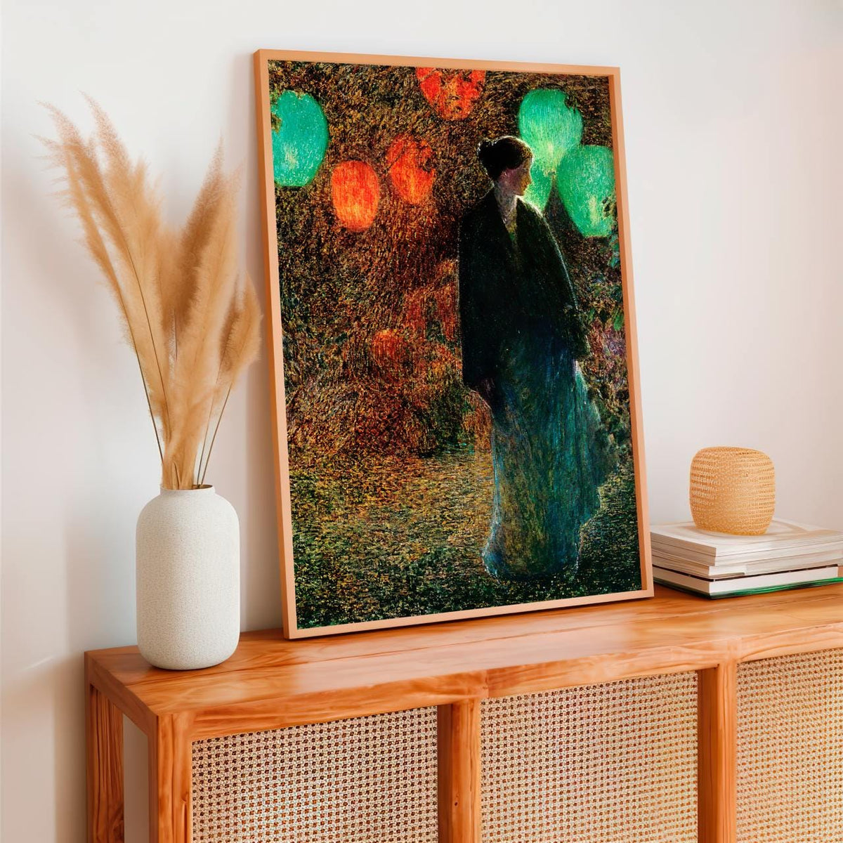 Childe Hassam, July Night (1898) - Impressionist Landscape Print, Moonlit Garden Scene, American Art Poster, Canvas Wall