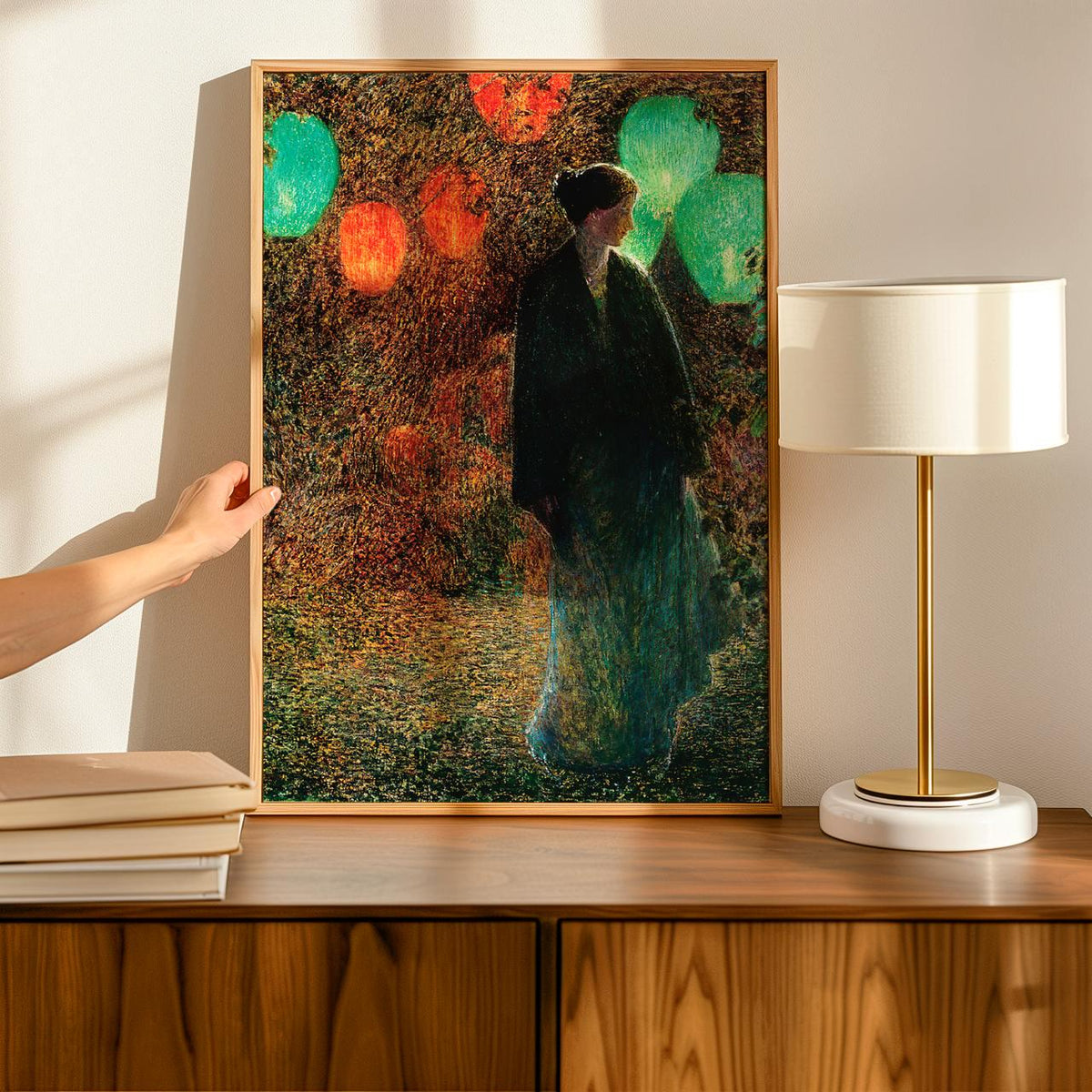 Childe Hassam, July Night (1898) - Impressionist Landscape Print, Moonlit Garden Scene, American Art Poster, Canvas Wall