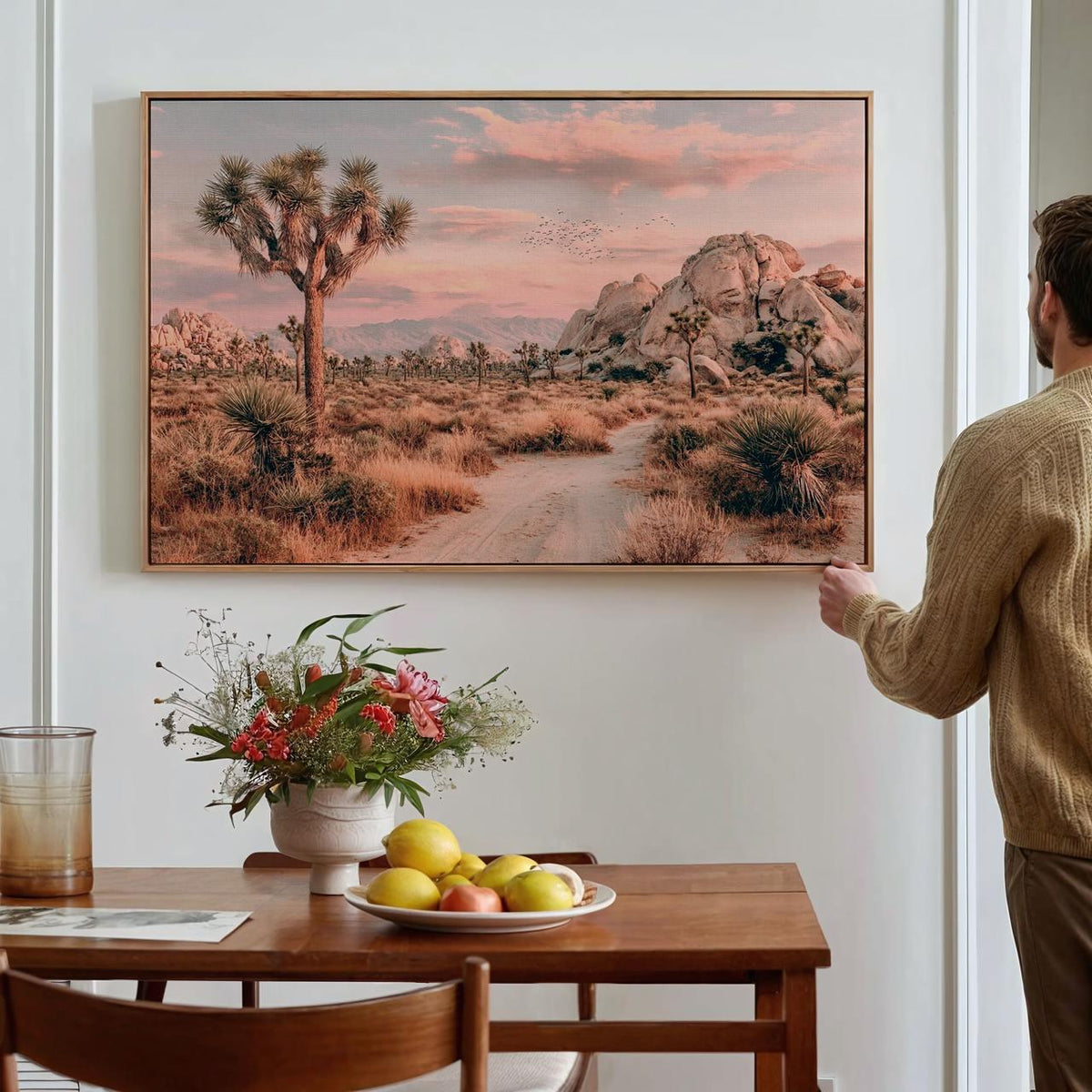 Framed Joshua Tree Canvas Print, California Desert Landscape Photography, Modern Nature Wall Art, ART196