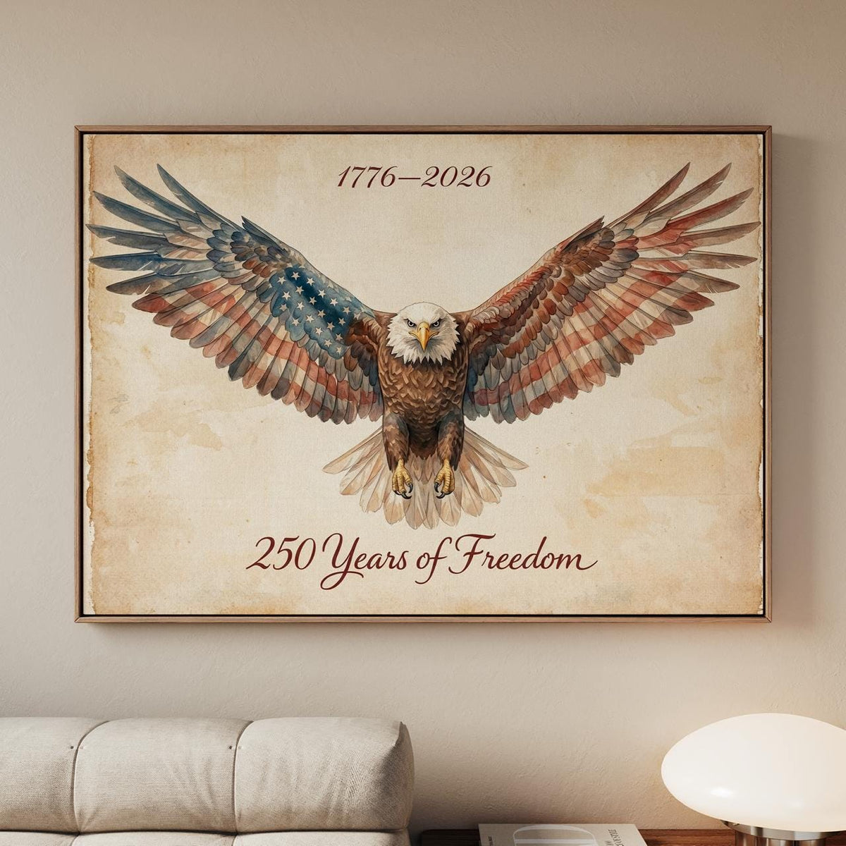 USA 250 anniversary Bald Eagle Wall Art, 1776-2026 Semiquincentennial, Patriotic Eagle Decor, America 250 Wall Art for H