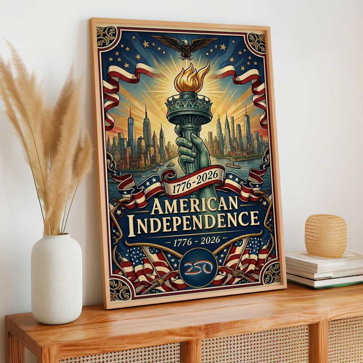 America 250 wall art 1776-2026, United States Patriotic Poster, Stars and Stripes Poster, Independence Poster, 4th July 