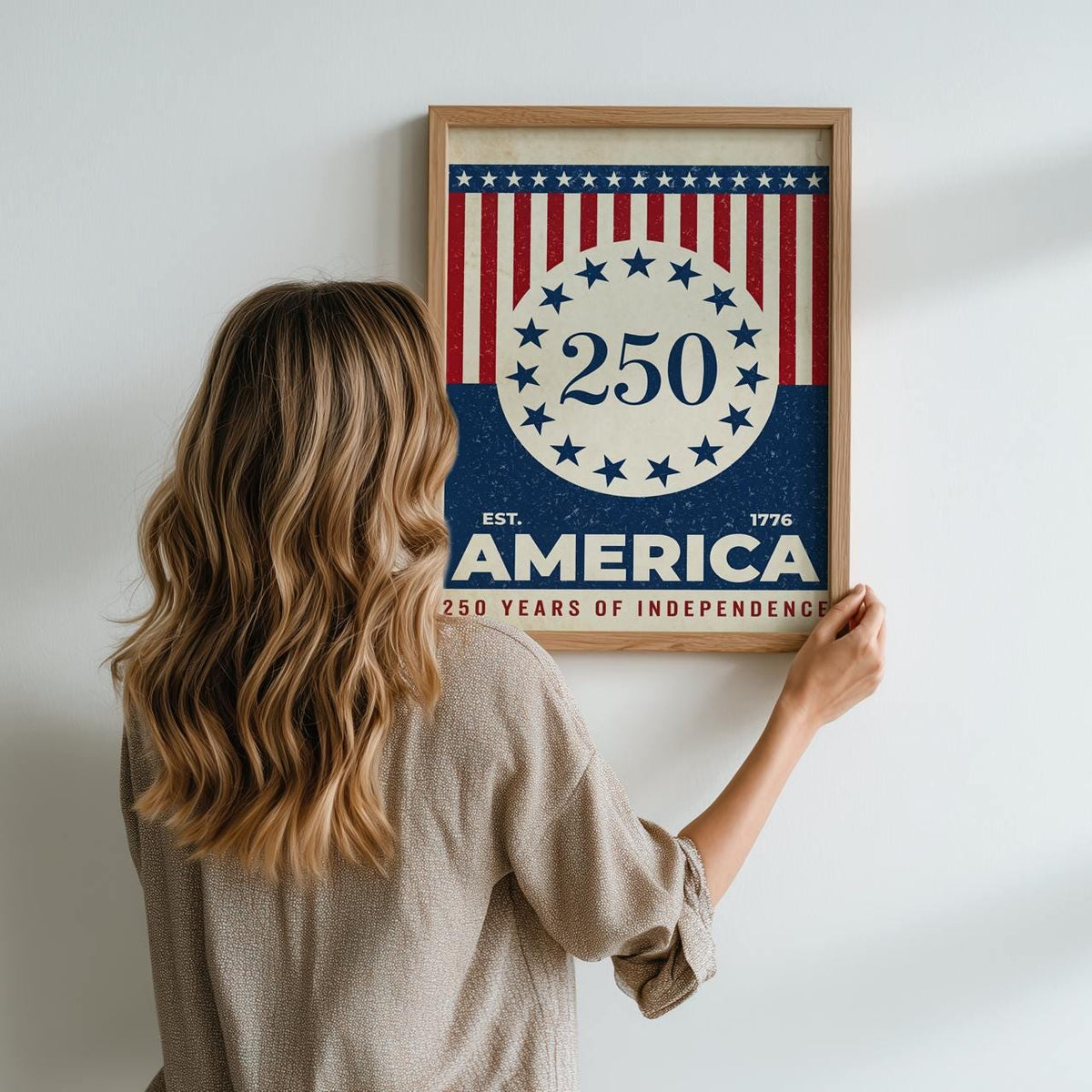 USA 250 anniversary 250 Years of Independence, America 250 wall art, United States Patriotic Poster, Stars and Stripes P
