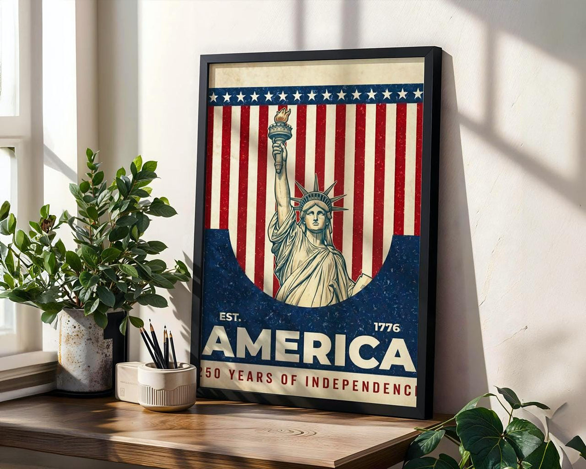 America 250 wall art 1776-2026 Semiquincentennial, United States Patriotic Poster, 250 Years of Freedom, Anniversary Ame