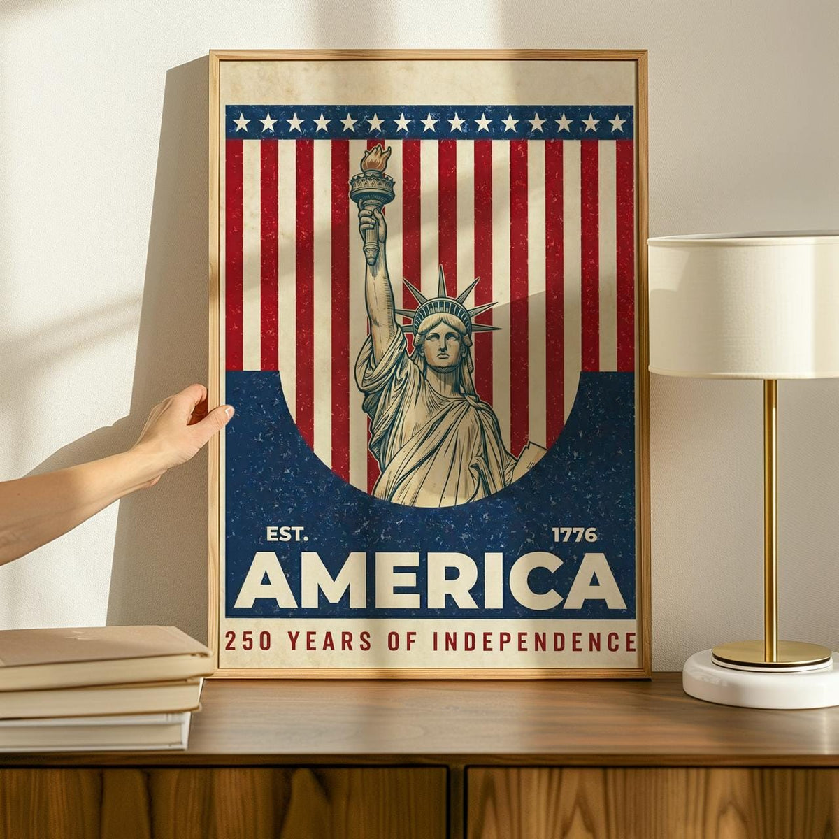 America 250 wall art 1776-2026 Semiquincentennial, United States Patriotic Poster, 250 Years of Freedom, Anniversary Ame