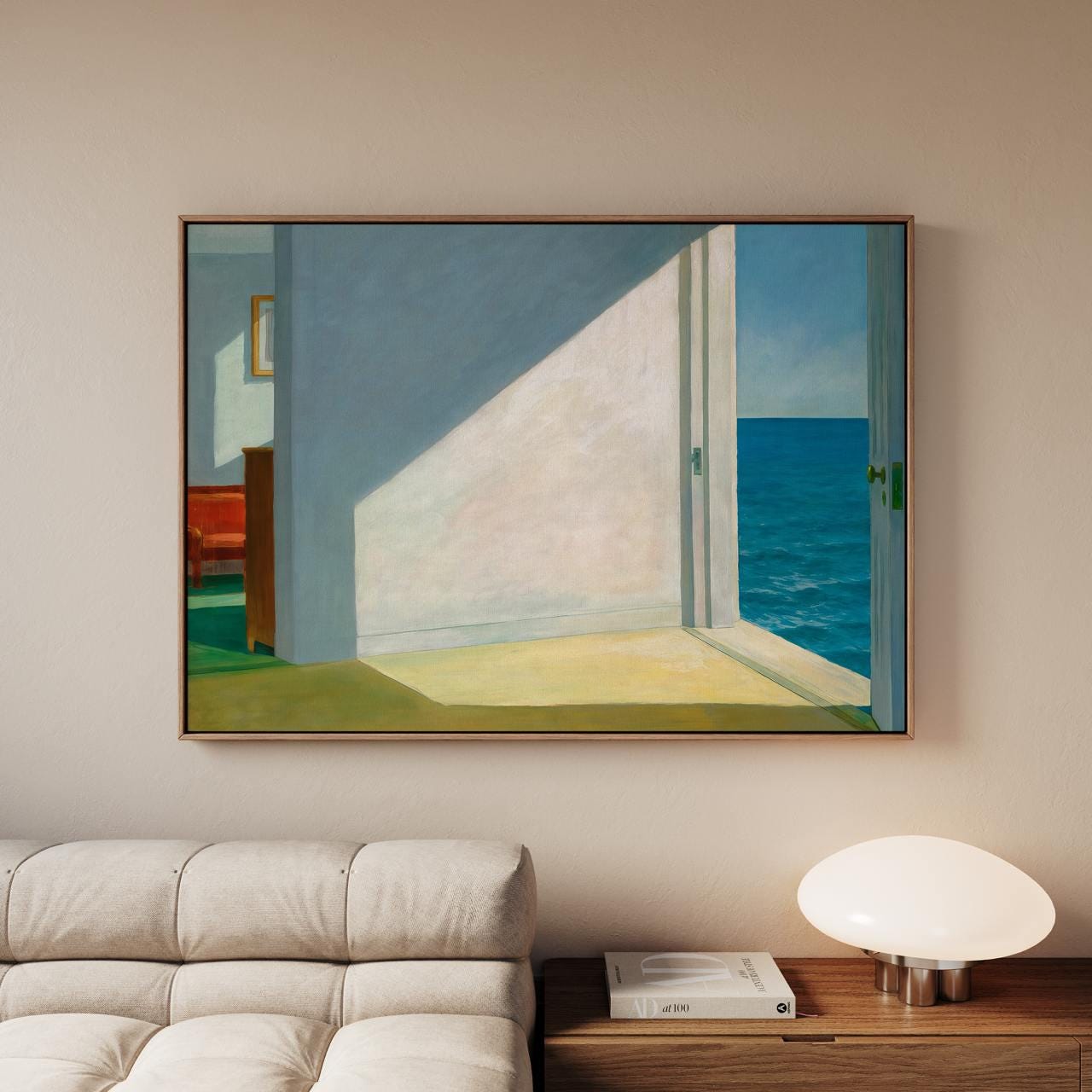 Edward Hopper, Rooms by the Sea (1951) - Framed Canvas Print, Minimalist Seaside Interior, Large Wall Decor