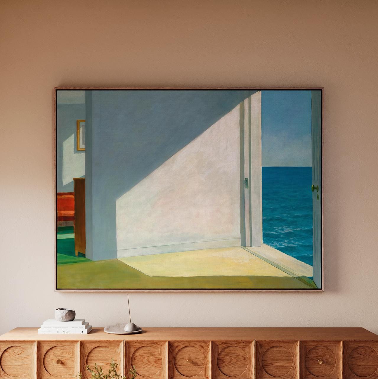 Edward Hopper, Rooms by the Sea (1951) - Framed Canvas Print, Minimalist Seaside Interior, Large Wall Decor