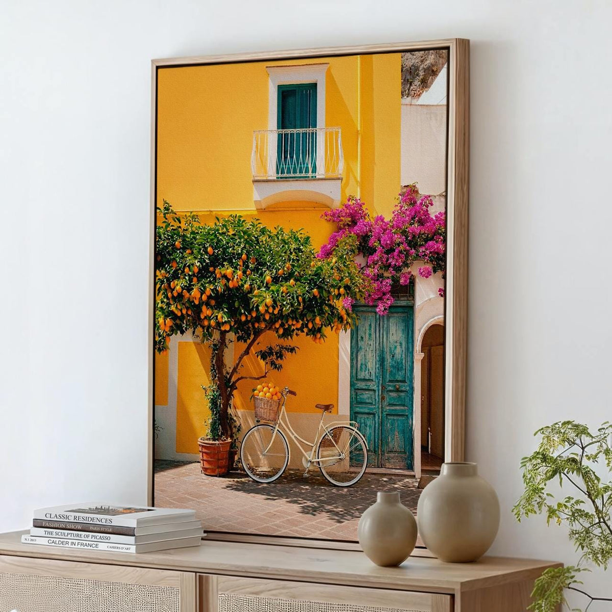 Vintage Car Amalfi Coast Poster, Lemon Tree Mediterranean Art Print, Sunny Italian Summer Kitchen Wall Decor, ART251
