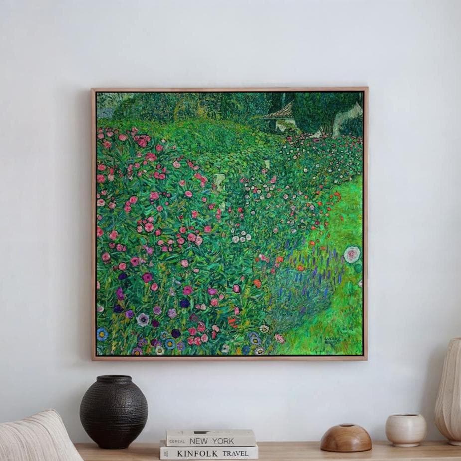 Gustav Klimt, Italian Garden Landscape (1913) - Floral Square Print, Decorative Garden Scene, Colorful Wall Art