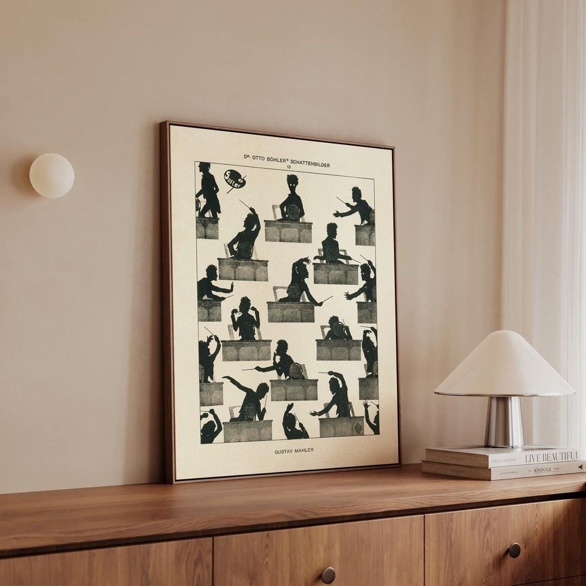 Otto Böhler, Gustav Mahler Silhouette (1914) - Composer Portrait Print, Conducting Vignette, Decorative Wall Art