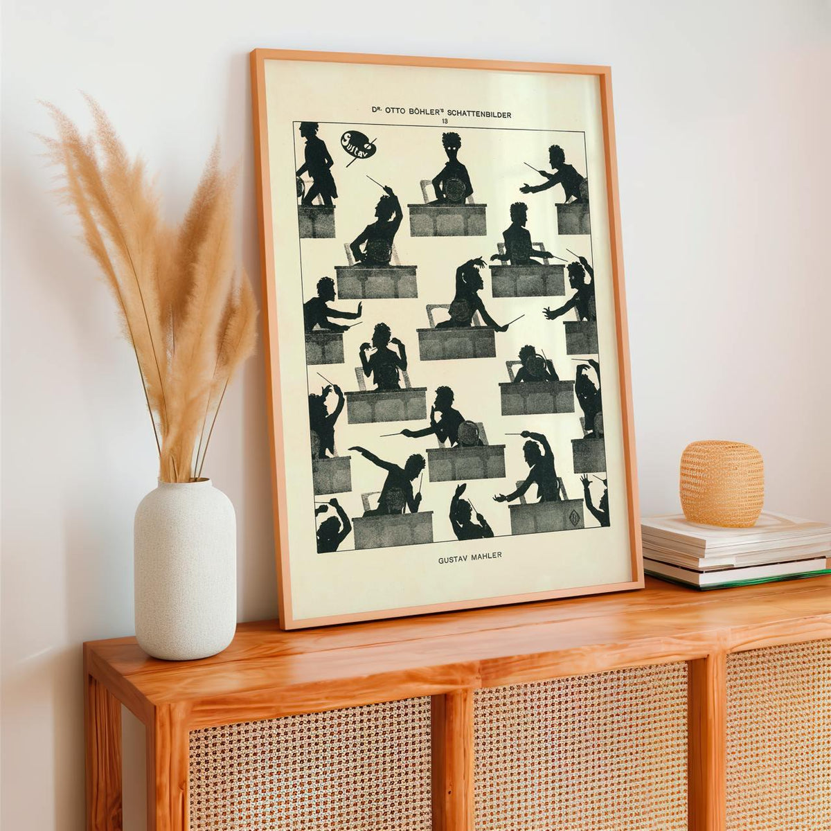 Otto Böhler, Gustav Mahler Silhouette (1914) - Composer Portrait Print, Conducting Vignette, Decorative Wall Art