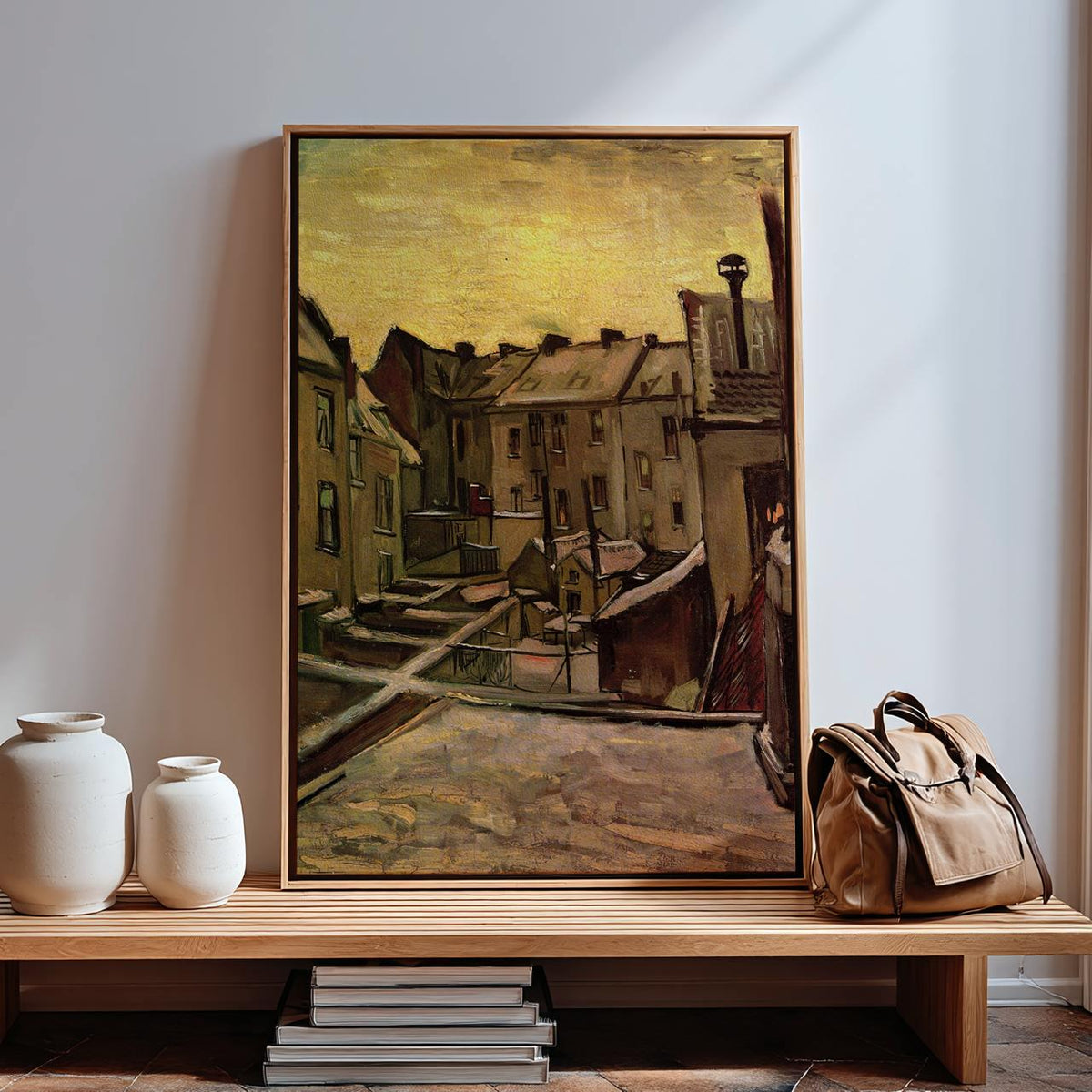 Vincent van Gogh, Backyards of Old Houses in Antwerp in the Snow (1885) - Winter Cityscape Print, Atmospheric Wall Art