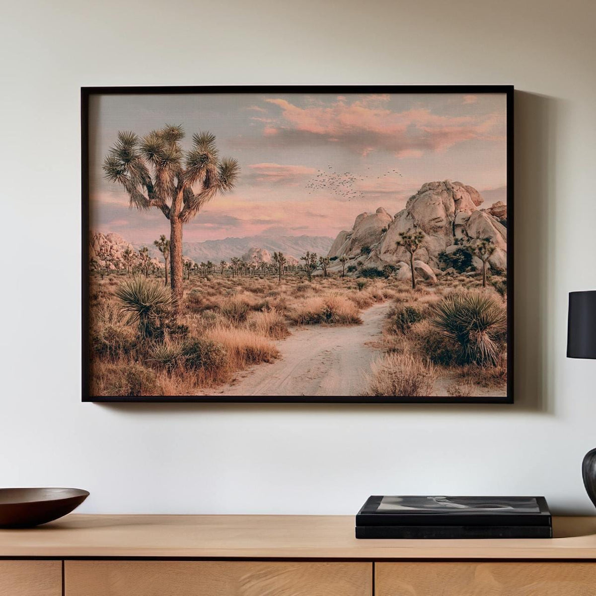 Framed Joshua Tree Canvas Print, California Desert Landscape Photography, Modern Nature Wall Art, ART196