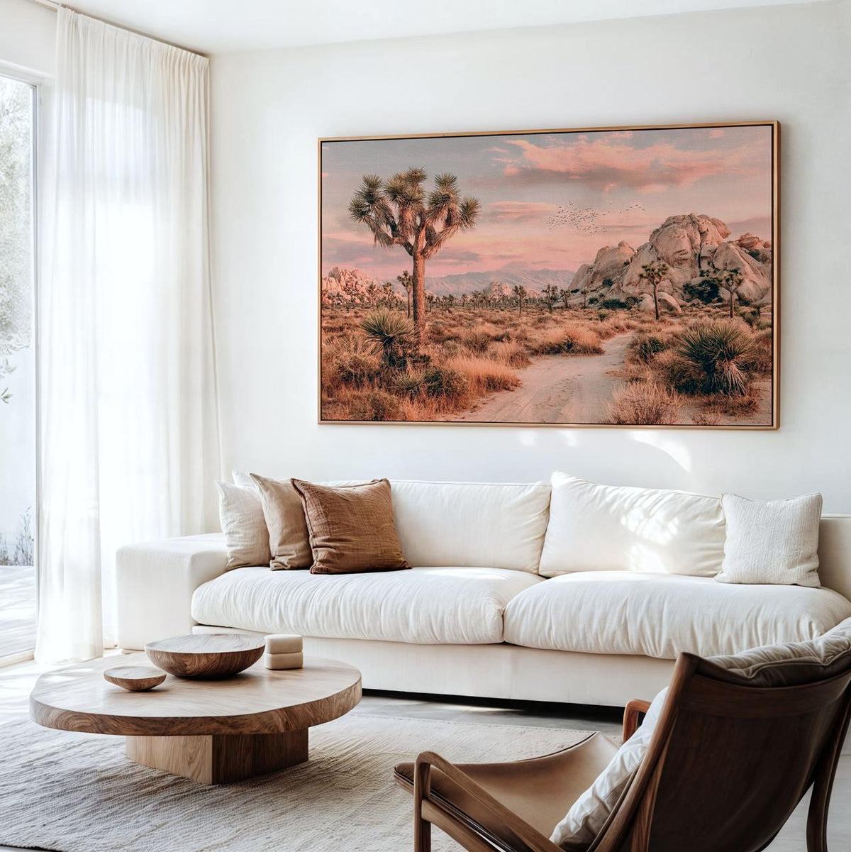 Framed Joshua Tree Canvas Print, California Desert Landscape Photography, Modern Nature Wall Art, ART196