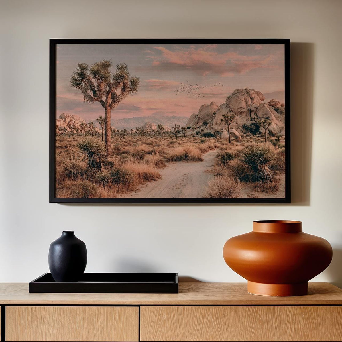 Framed Joshua Tree Canvas Print, California Desert Landscape Photography, Modern Nature Wall Art, ART196