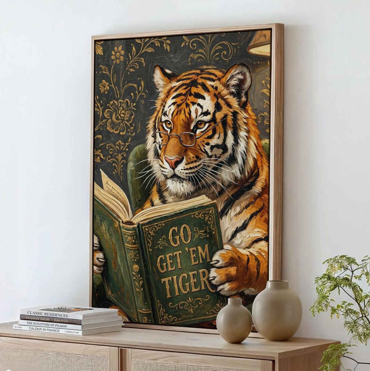 Motivational Tiger Reading Print, Humorous Bookworm Wall Art, Library Office Study Decor, Inspirational Animal Poster, A