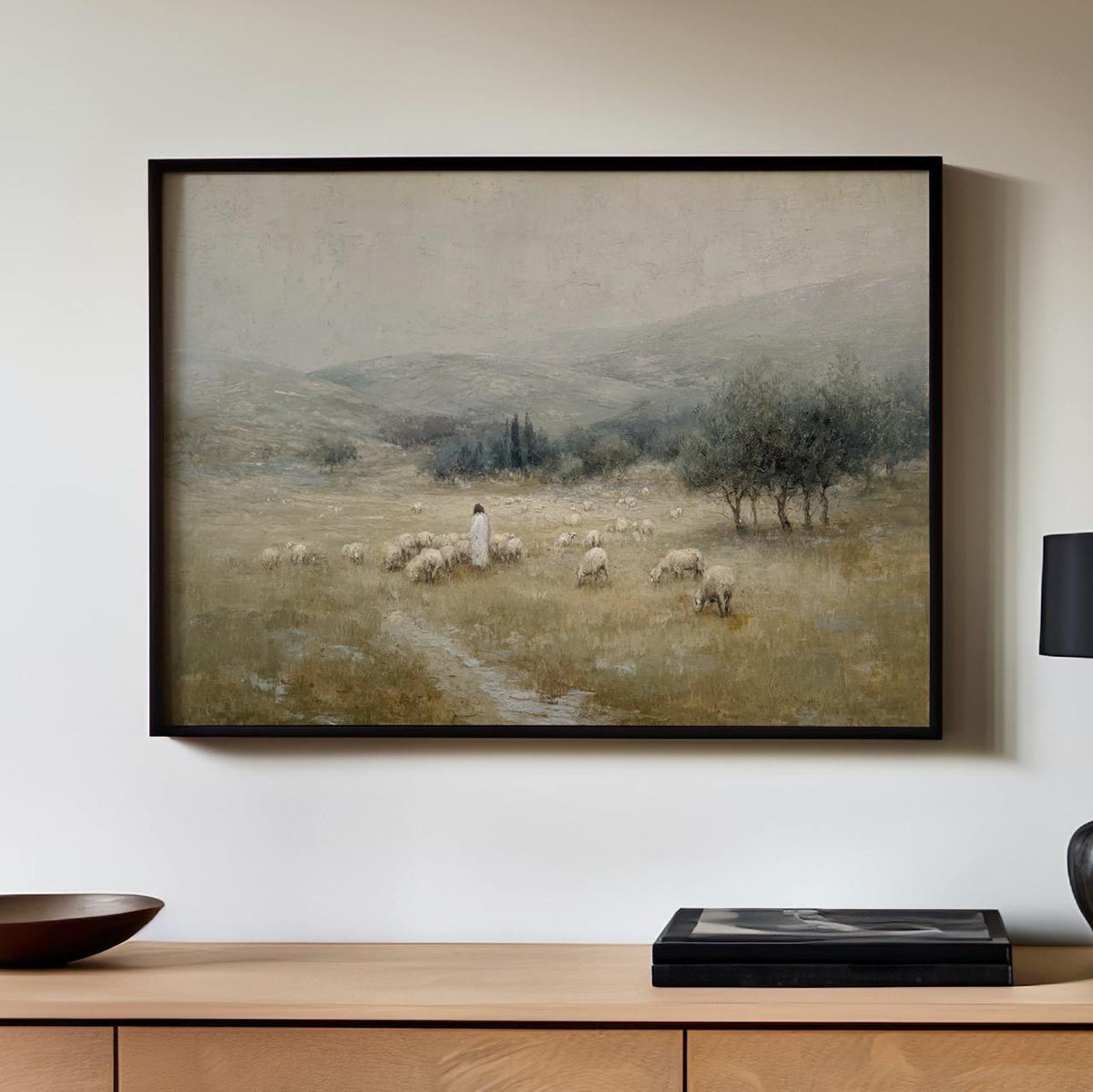 Modern Christian Wall Art, The Lord is my Shepherd Art Print, Jesus Leaves the 99, Religious Art, Jesus Art, Christ and 