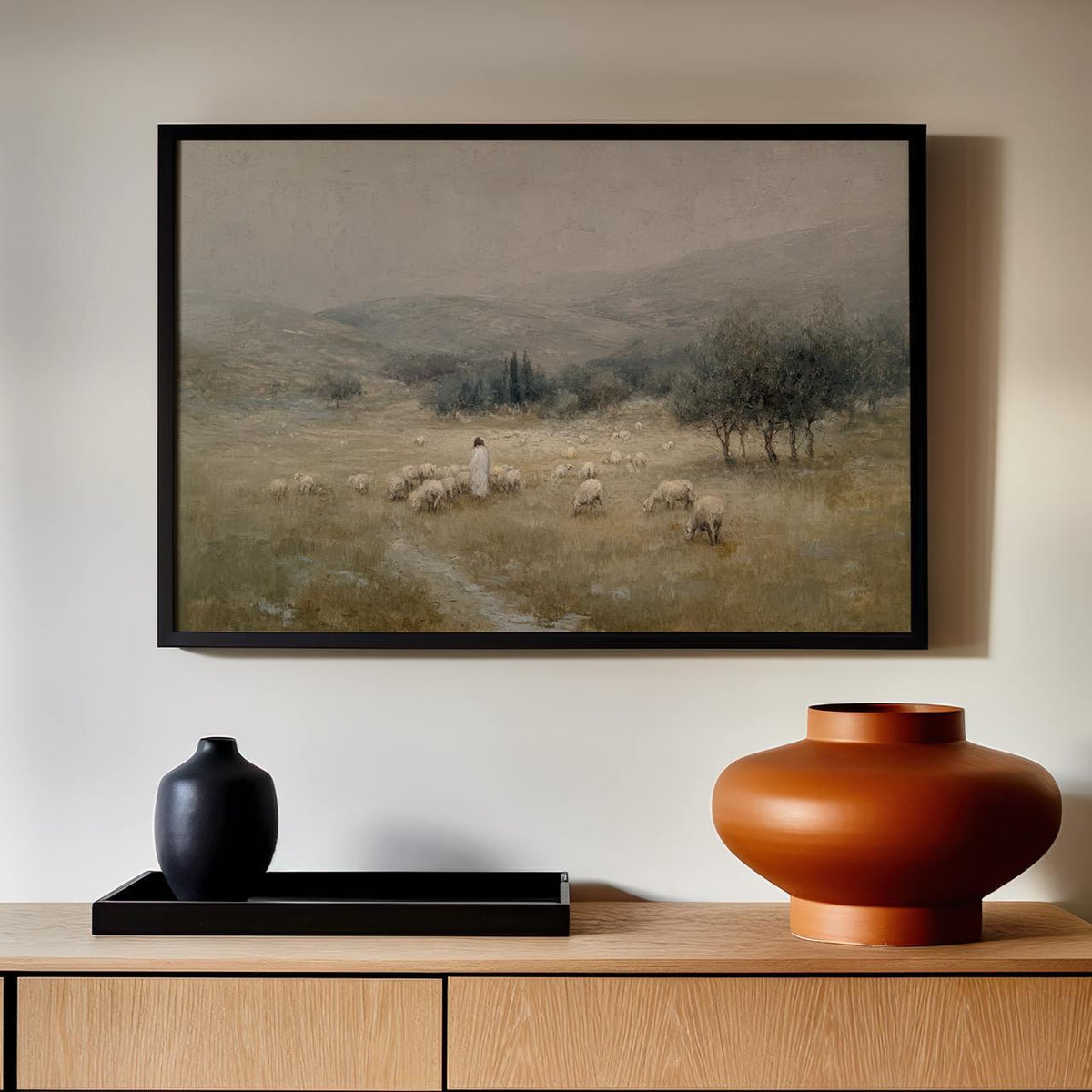 Modern Christian Wall Art, The Lord is my Shepherd Art Print, Jesus Leaves the 99, Religious Art, Jesus Art, Christ and 