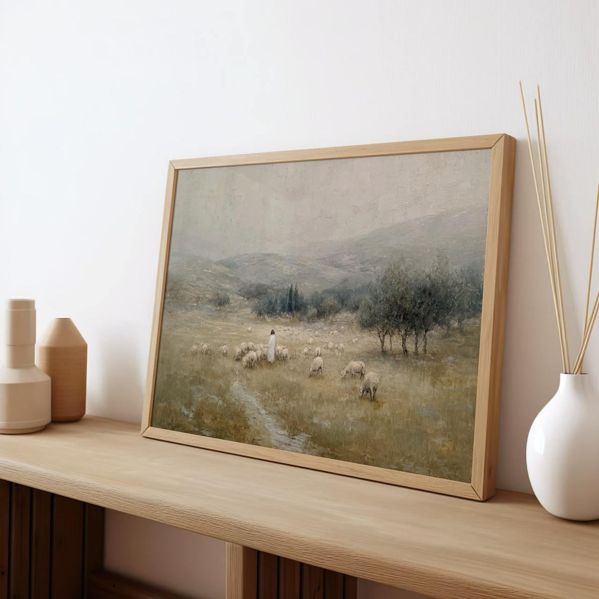 Modern Christian Wall Art, The Lord is my Shepherd Art Print, Jesus Leaves the 99, Religious Art, Jesus Art, Christ and 