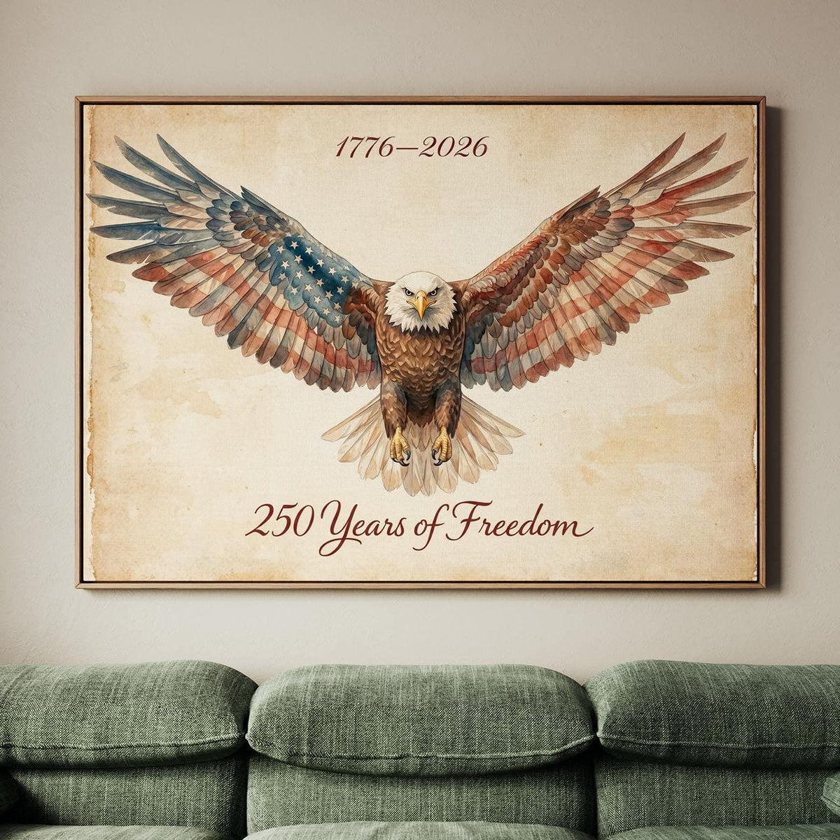 USA 250 anniversary Bald Eagle Wall Art, 1776-2026 Semiquincentennial, Patriotic Eagle Decor, America 250 Wall Art for H