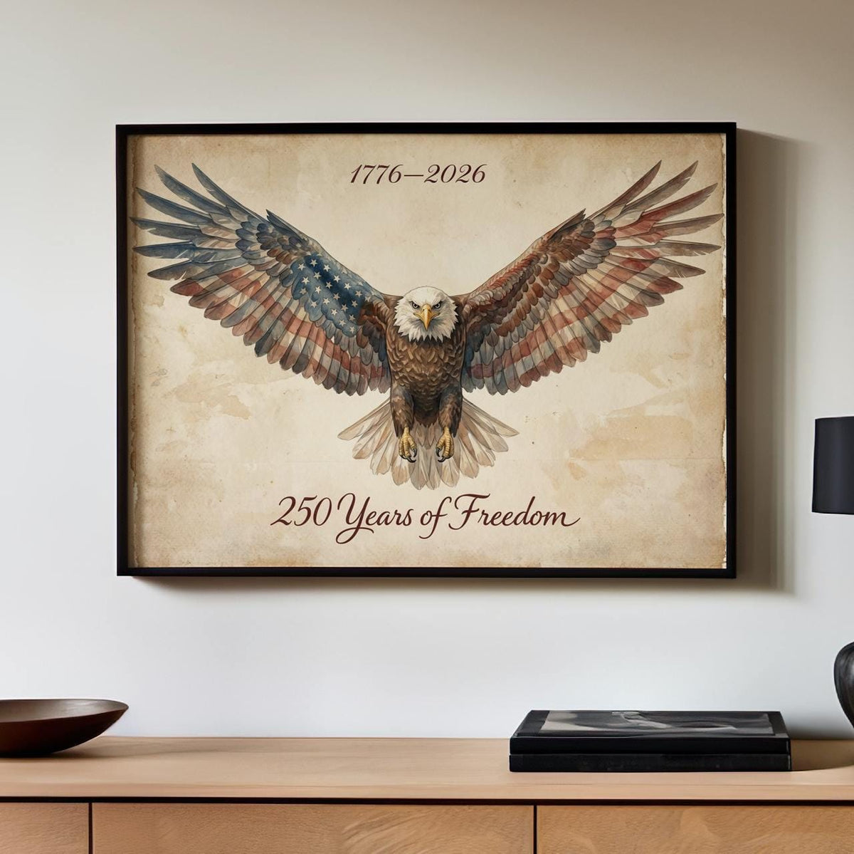USA 250 anniversary Bald Eagle Wall Art, 1776-2026 Semiquincentennial, Patriotic Eagle Decor, America 250 Wall Art for H