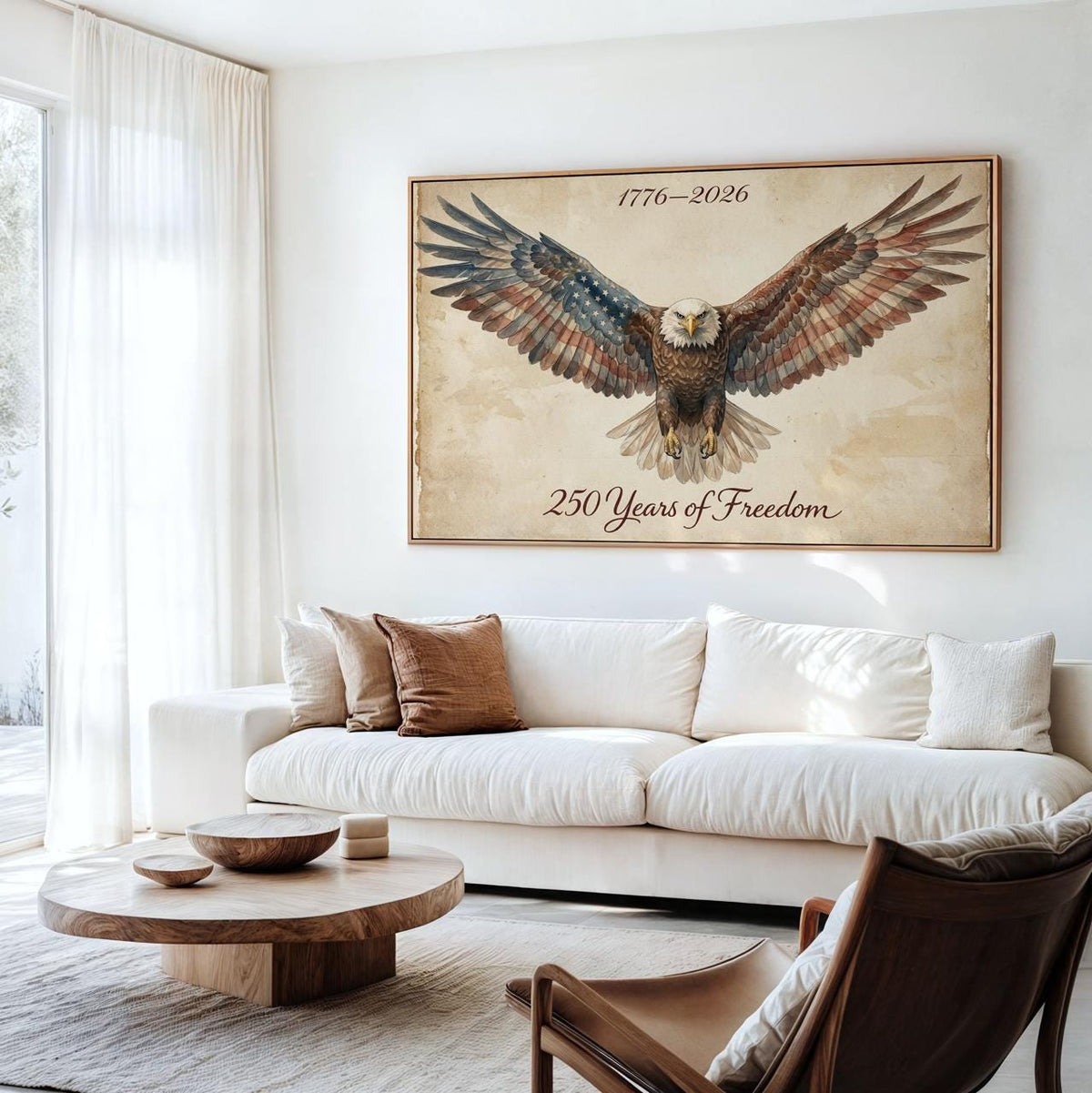 USA 250 anniversary Bald Eagle Wall Art, 1776-2026 Semiquincentennial, Patriotic Eagle Decor, America 250 Wall Art for H
