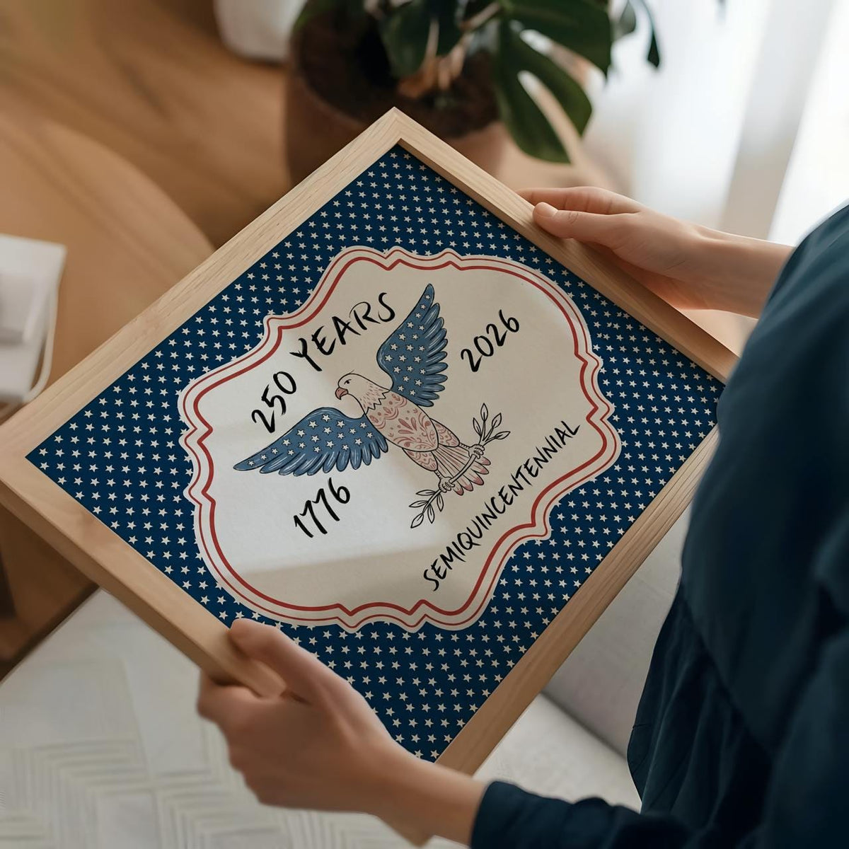 1776-2026 Semiquincentennial Bald Eagle Wall Art, 250 Years of Freedom, Stars and Stripes Poster, Independence Print, Vi