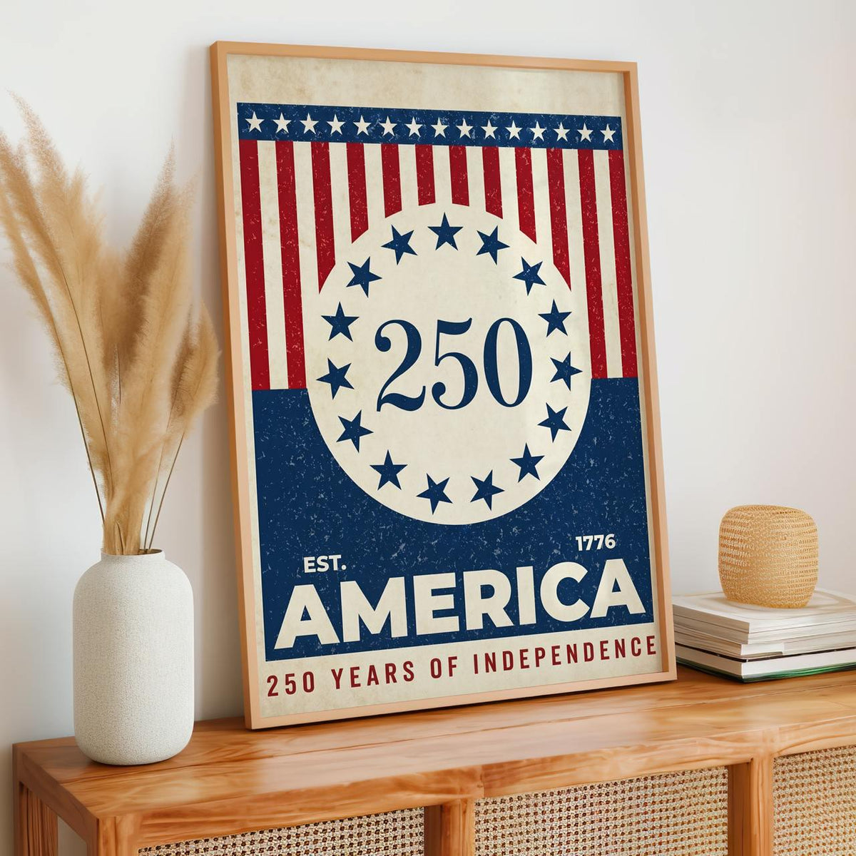 USA 250 anniversary 250 Years of Independence, America 250 wall art, United States Patriotic Poster, Stars and Stripes P