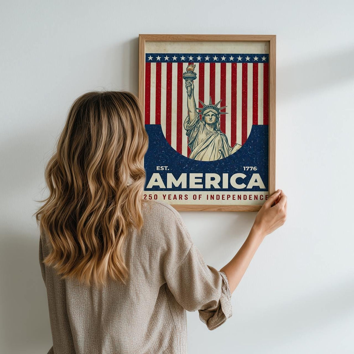 America 250 wall art 1776-2026 Semiquincentennial, United States Patriotic Poster, 250 Years of Freedom, Anniversary Ame